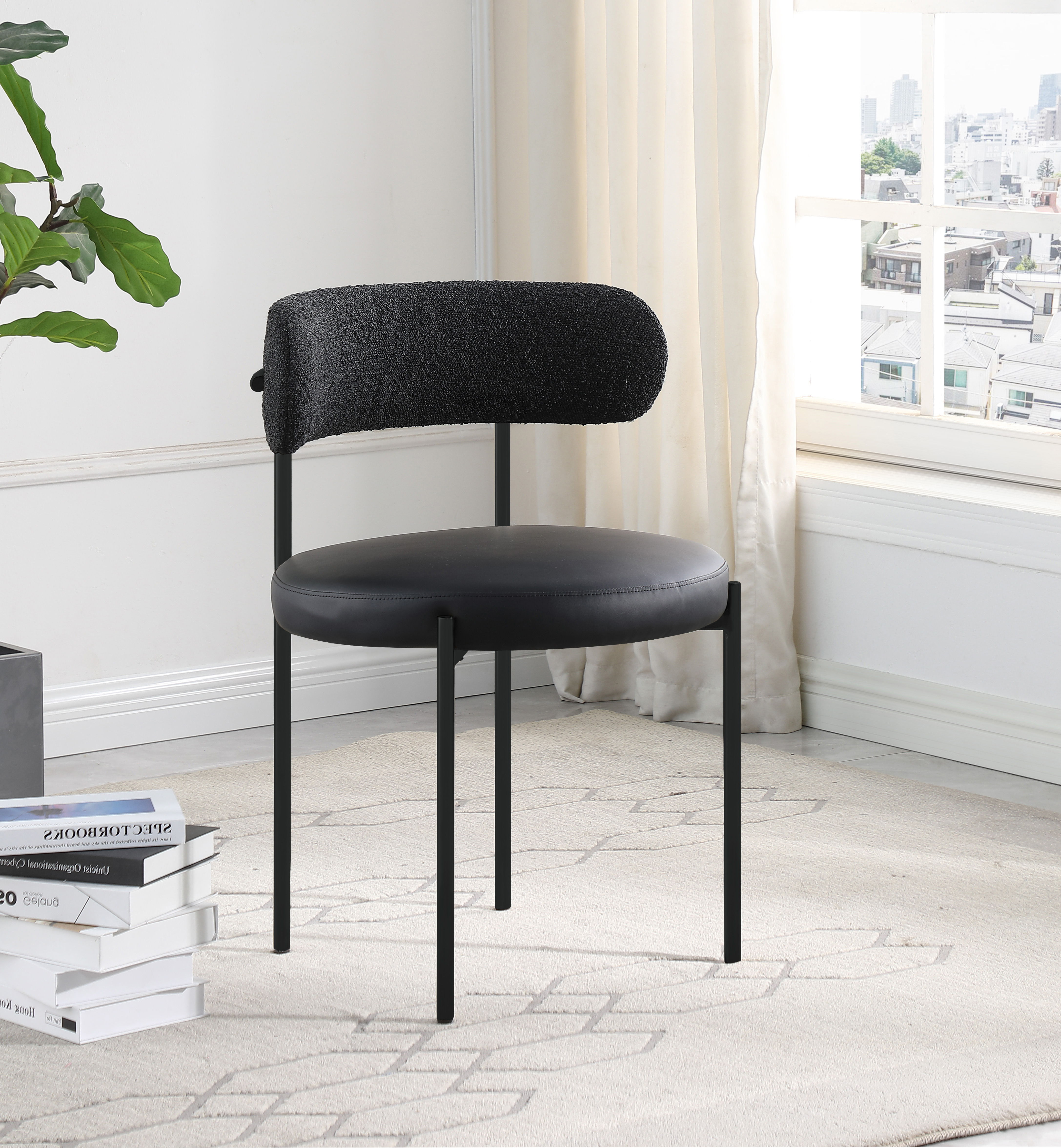Beacon - Faux Leather Dining Chair With Black Legs (Set of 2) - Black