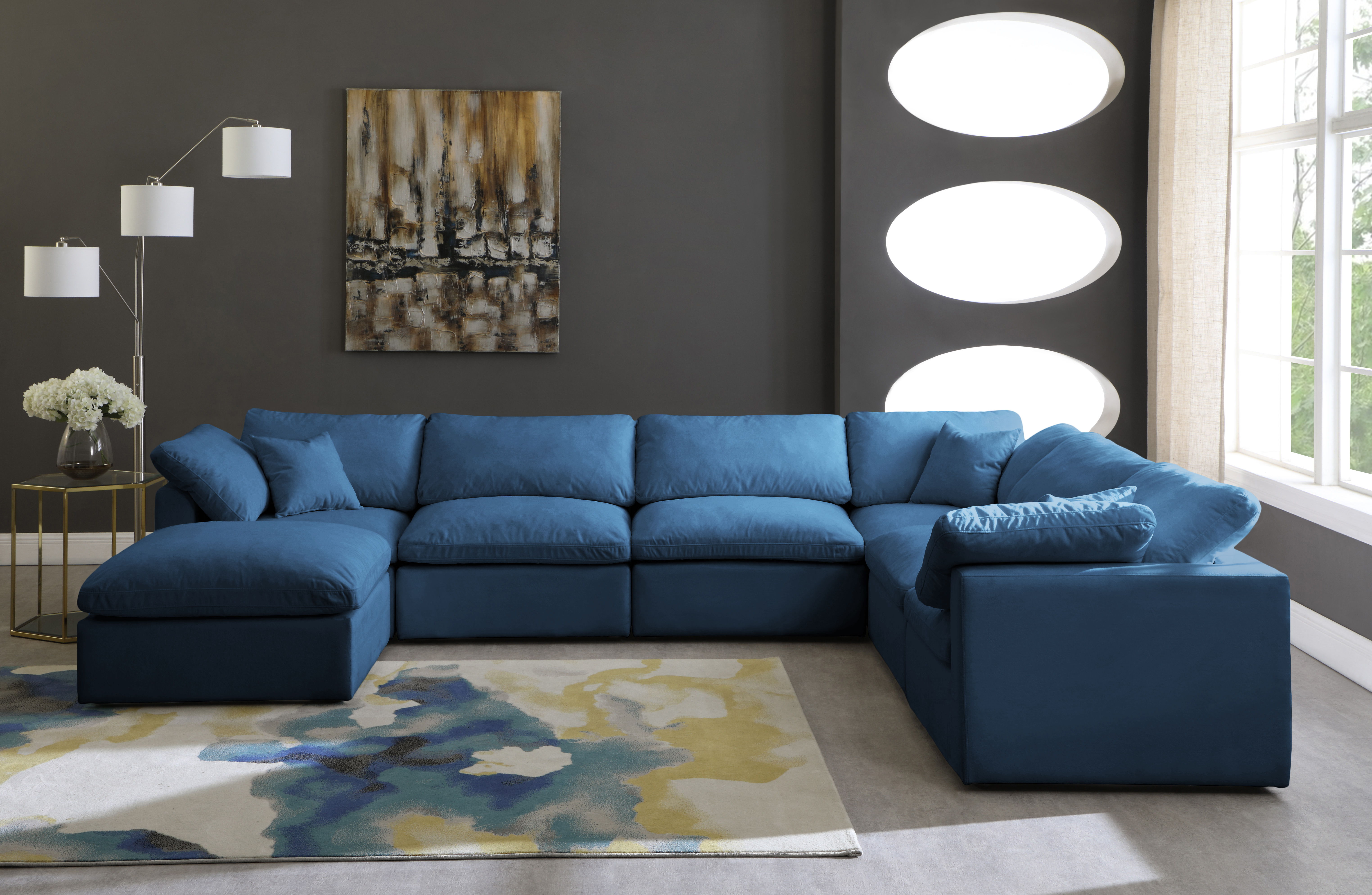 Plush - 7 Piece Modular Sectional - Navy