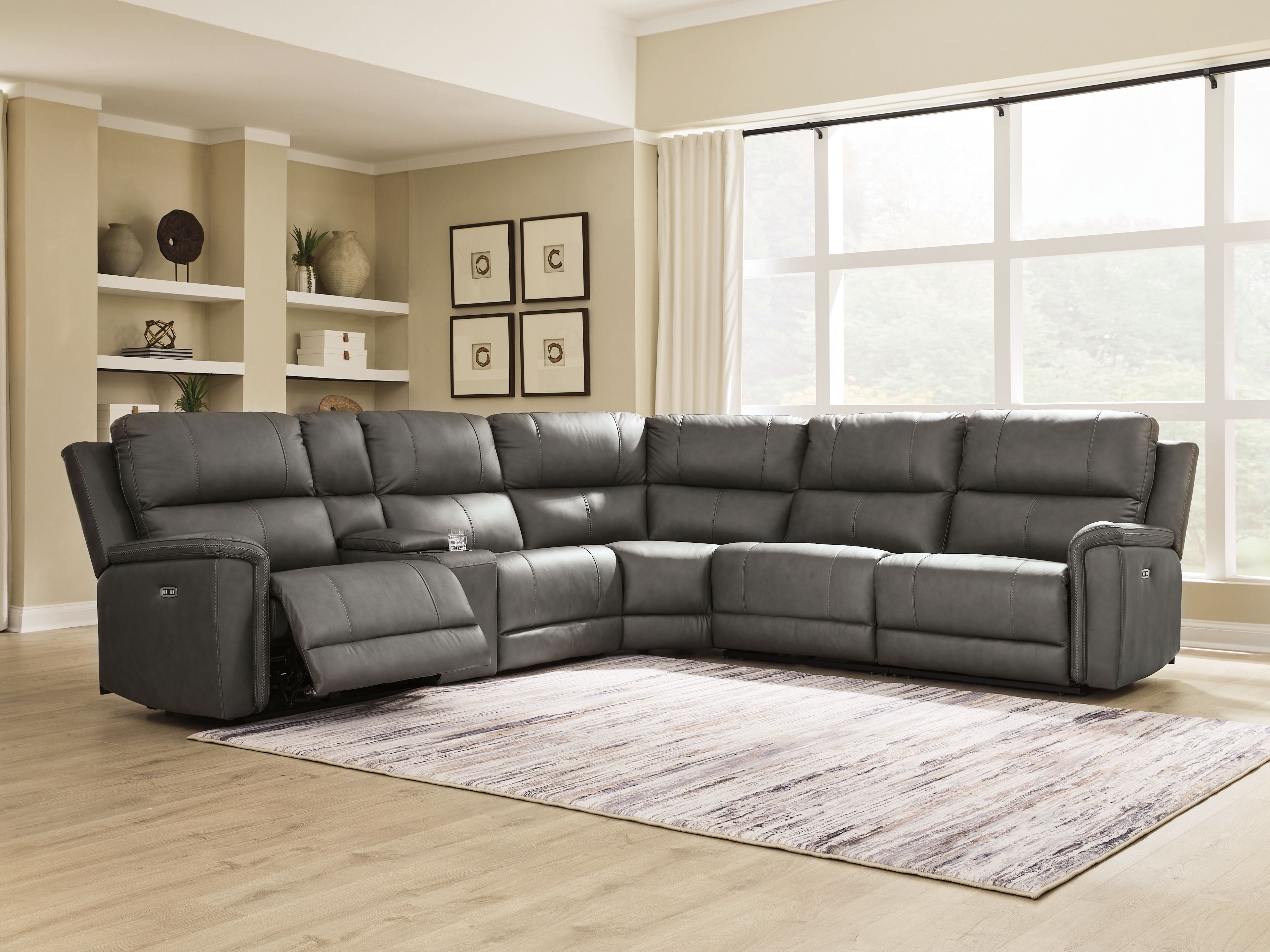 Ashley Furniture Bleckley - 6-Piece Power Reclining Sectional With LAF And RAF Recliners - Anchor - Image 2