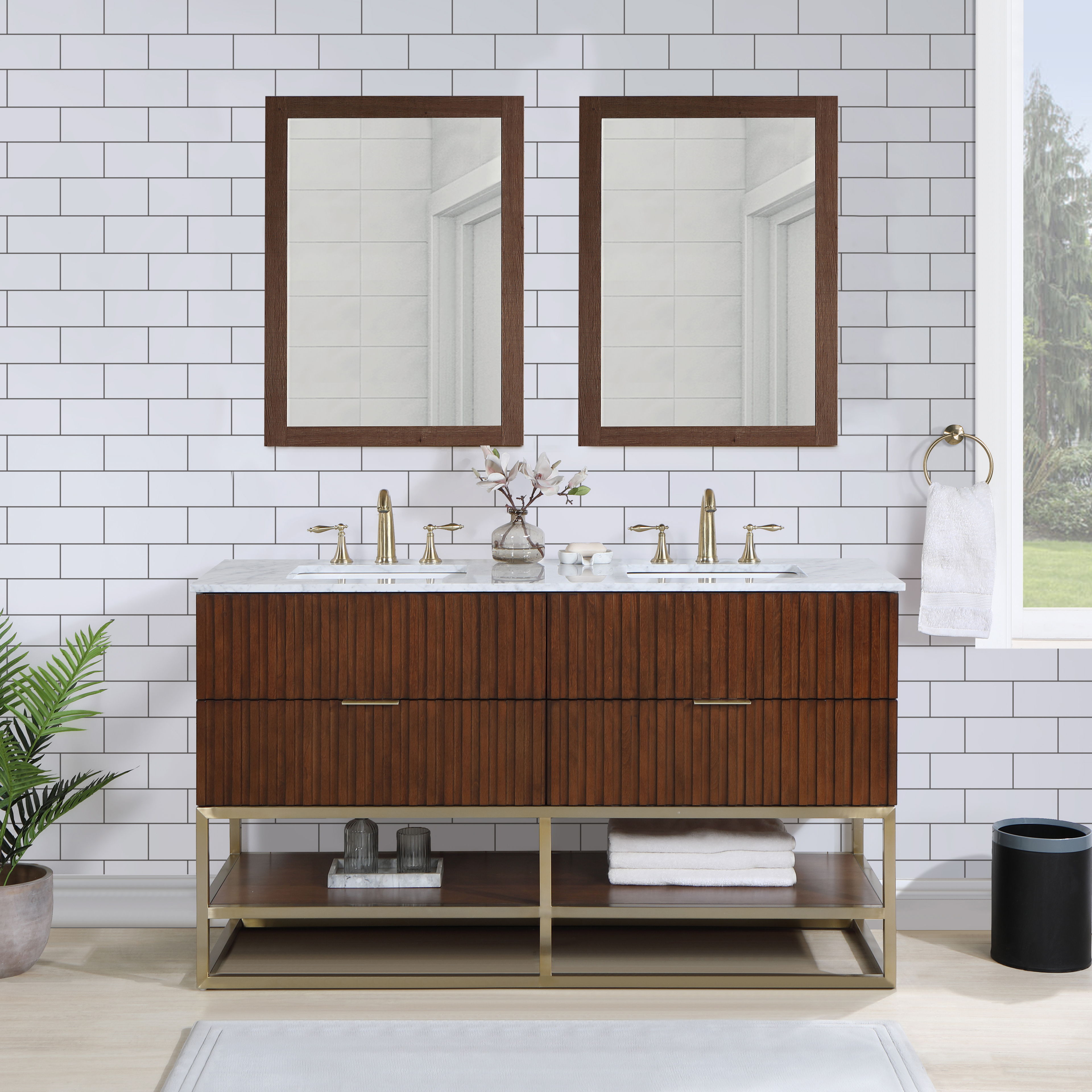 Monad - 60" Bathroom Vanity - Walnut