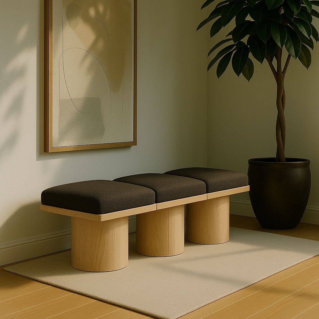 Pavilion - 46.5" 3 Piece Modular Bench With Natural Base - Brown