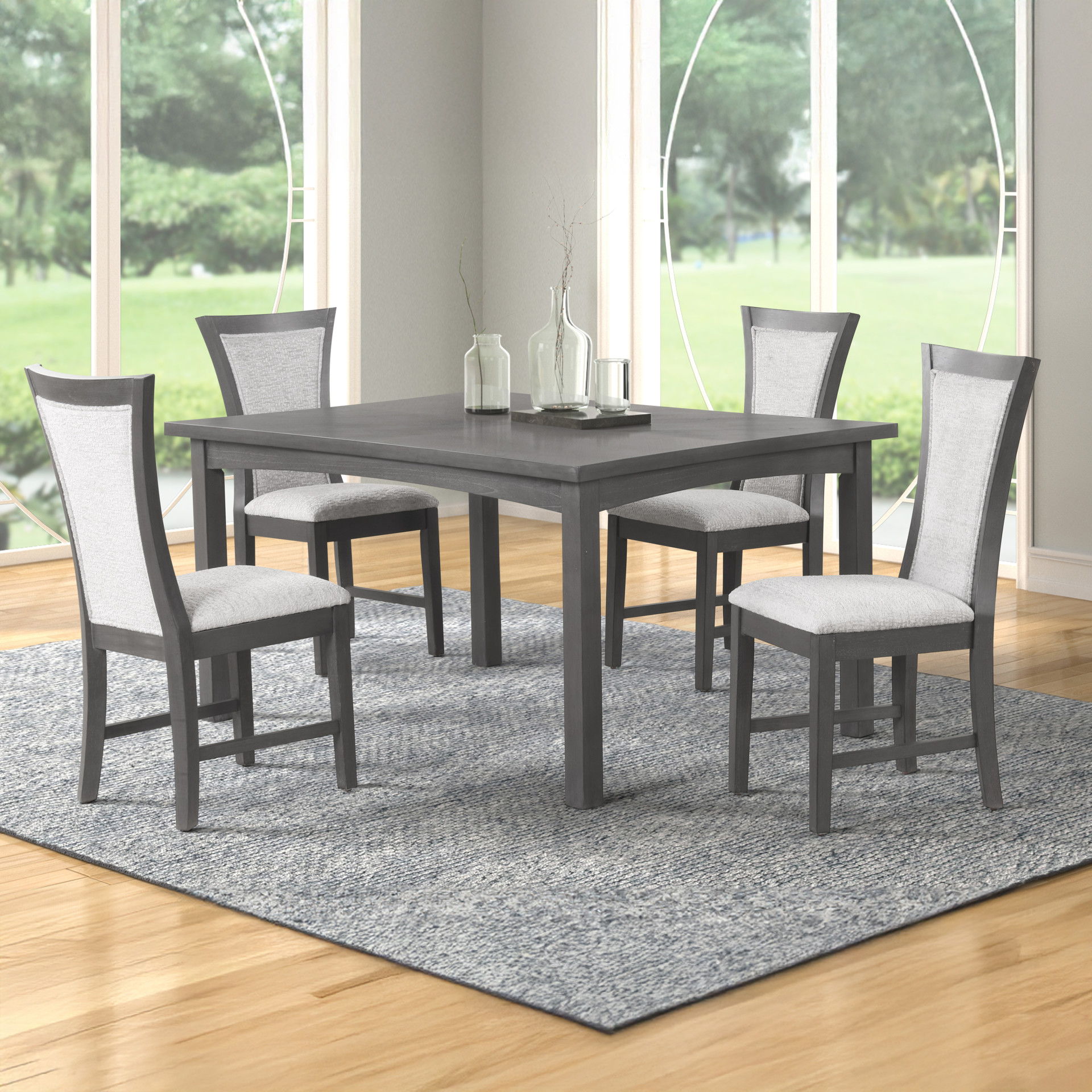 Flair - 5 Piece Dining Set (Table & 4 Chairs) - Gray, dark gray