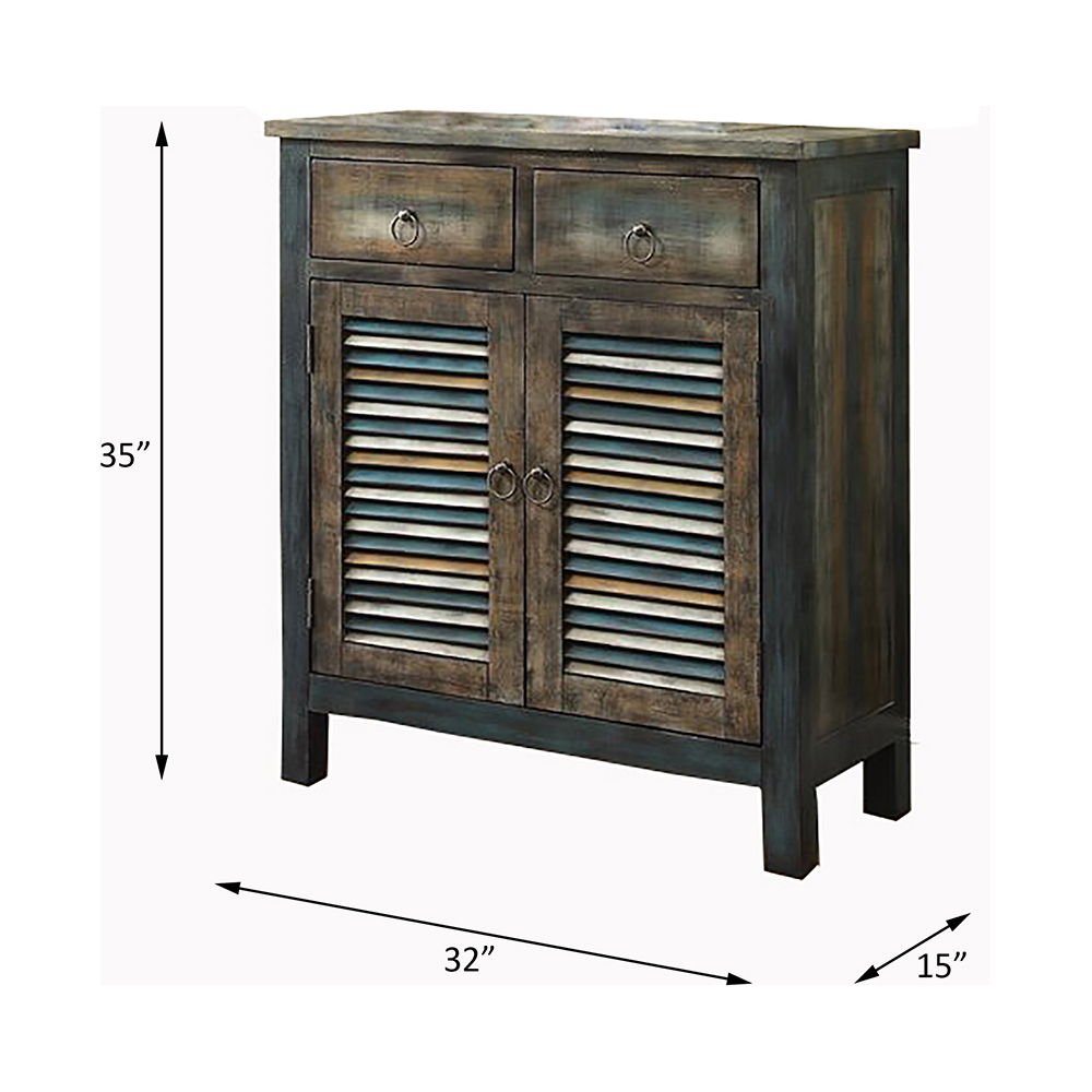 Glancio - Console Cabinet - Antique Oak & Teal, orange, view 4