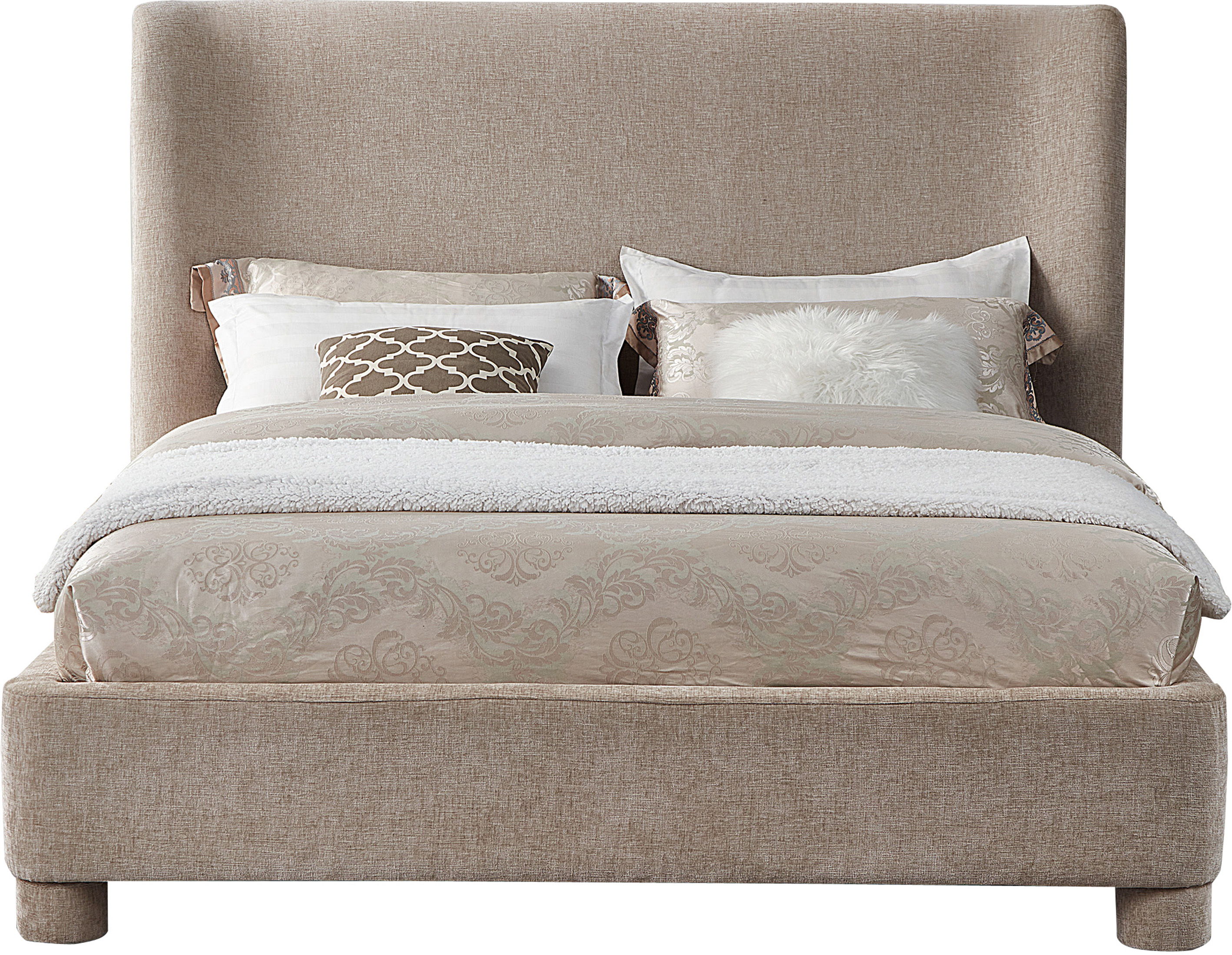 Penny - Chenille Fabric Queen Bed - Beige