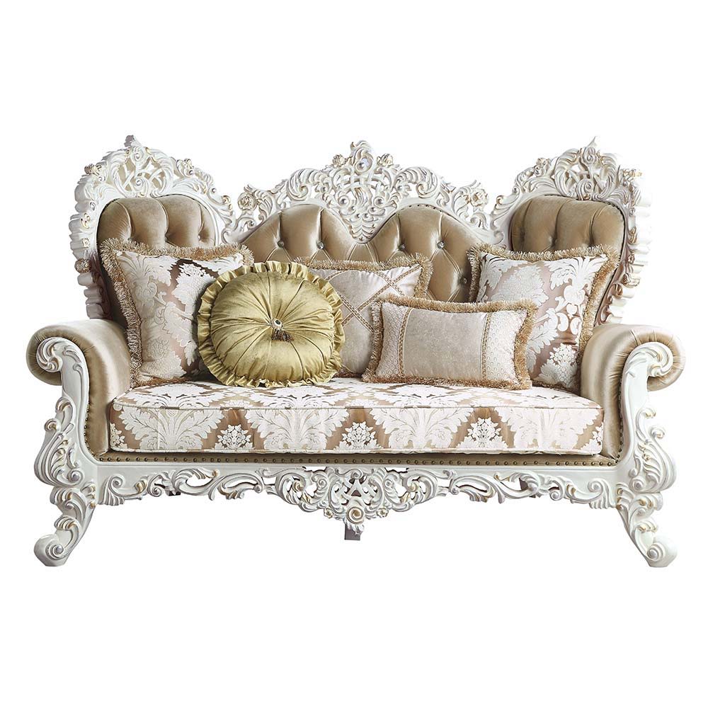 Vanaheim - Loveseat With 5 Pillows - Fabric & Antique White, white, view 2