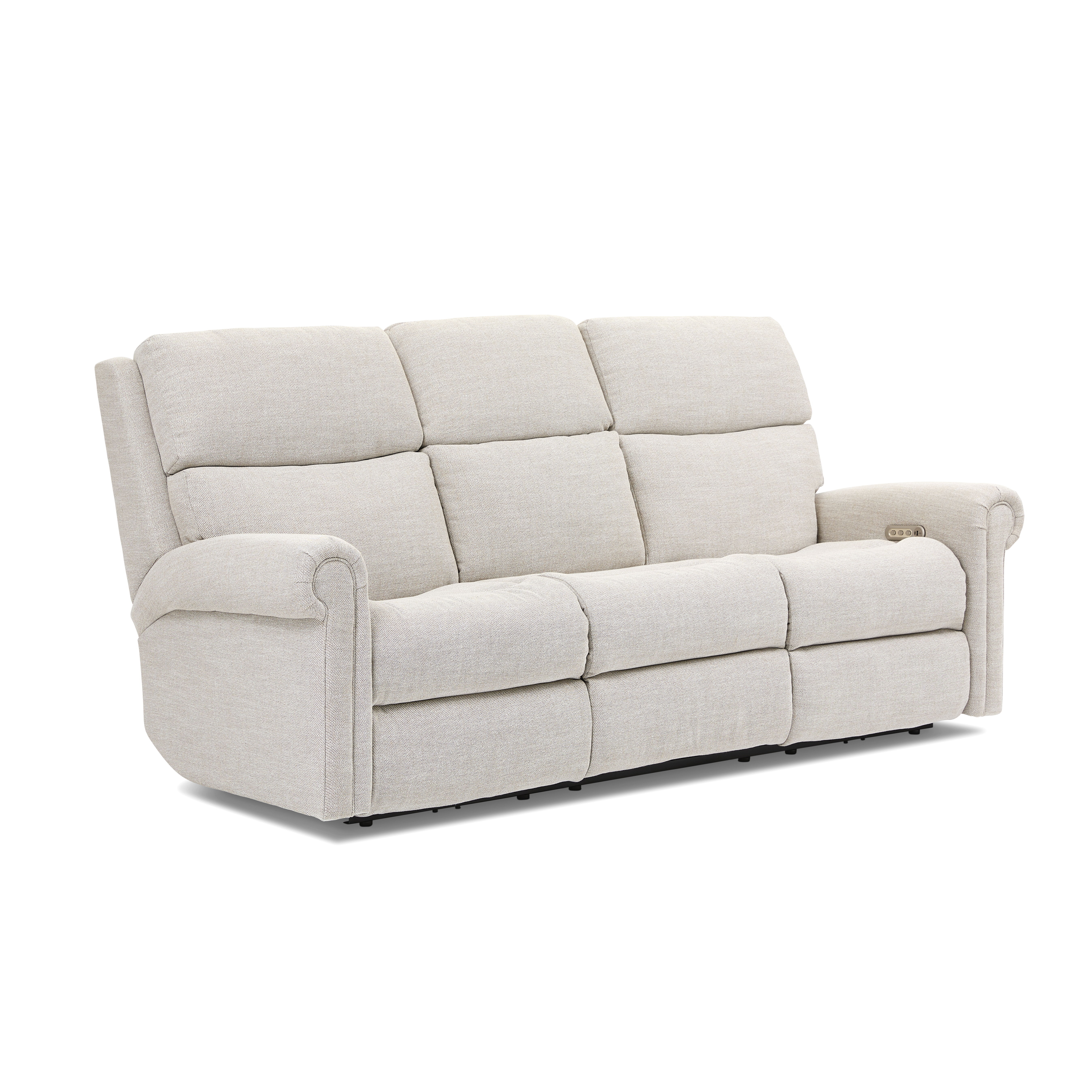 Bernard - Power Reclining Fabric Sofa With Console, Power Headrest, & Lumbar, white