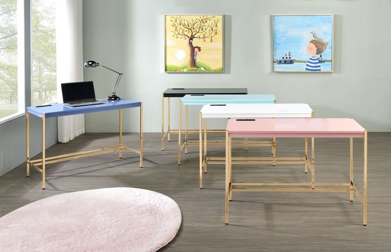 Midriaks - Writing Desk With USB - Navy Blue & Gold, blue, view 5