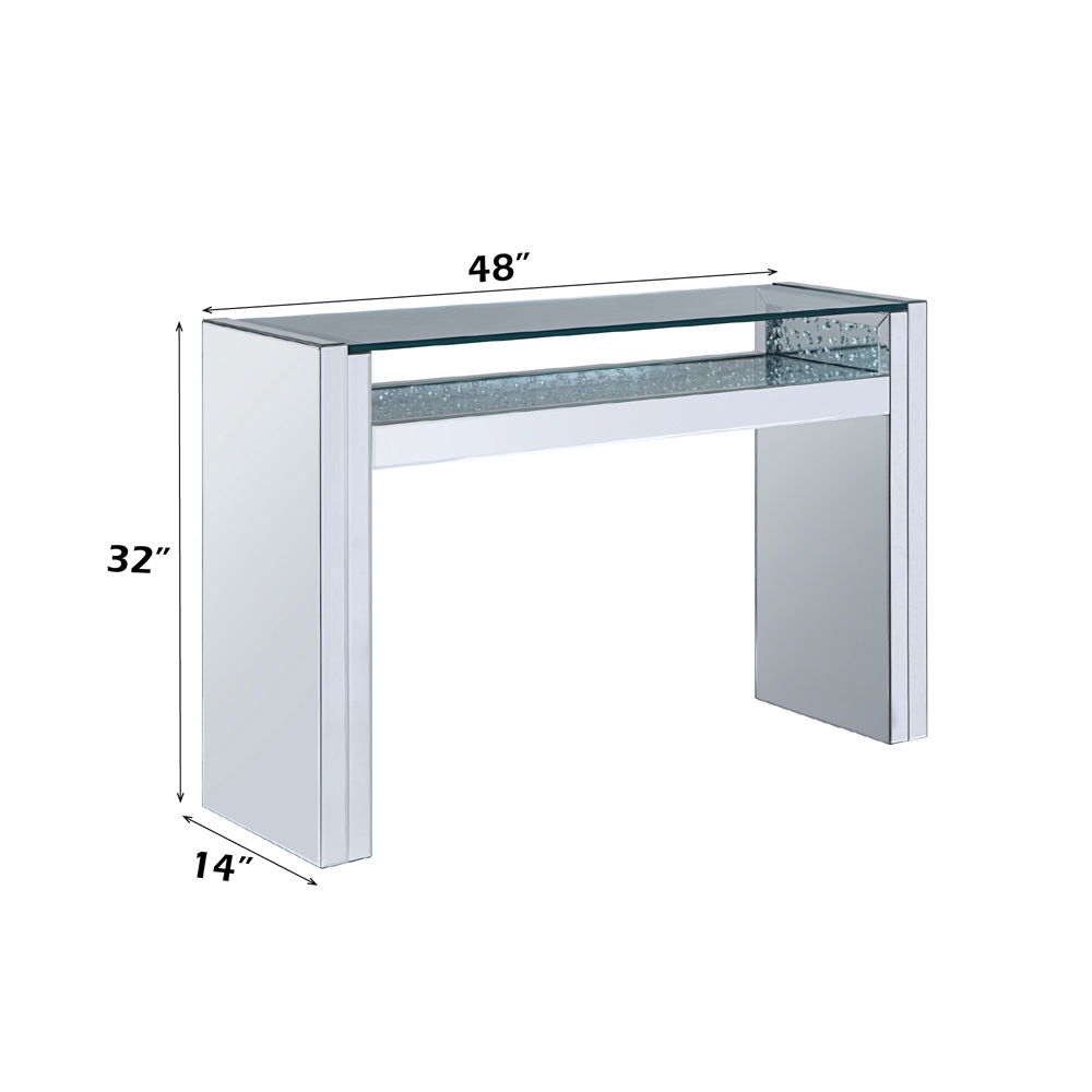 Nysa - Sofa Table - Mirrored & Faux Crystals, silver, view 2