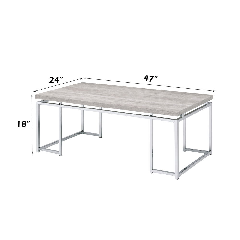 Chafik - Coffee Table - Natural Oak & Chrome, light brown, view 6