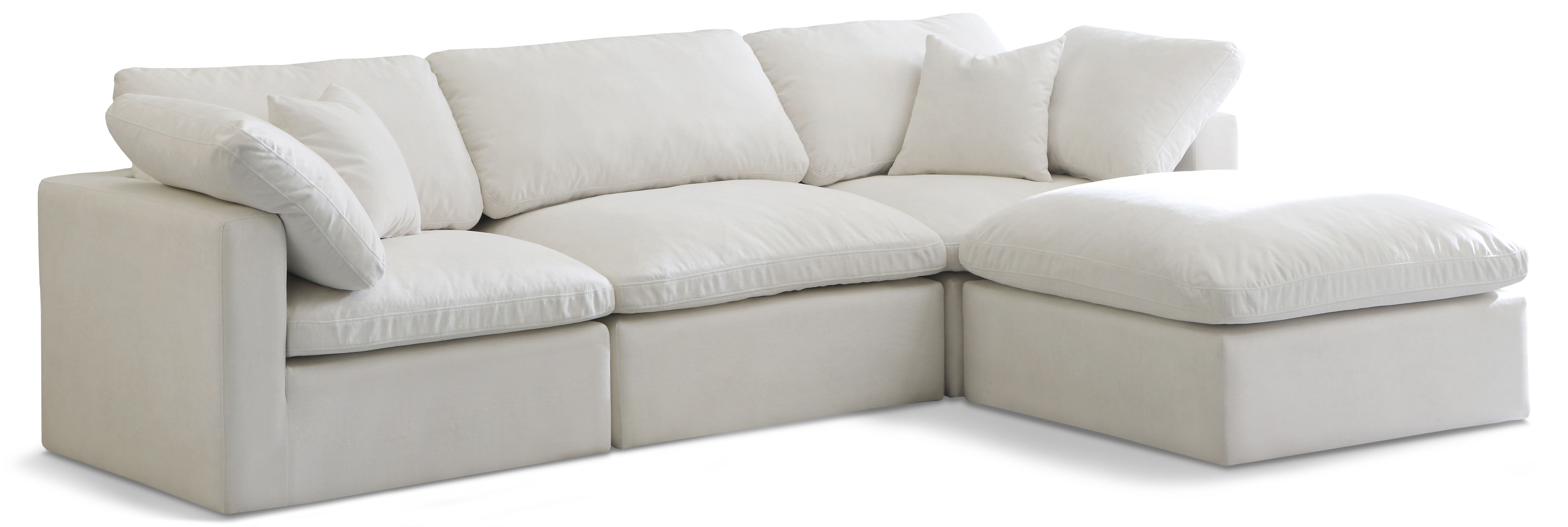 Plush - 4 Piece Modular Sectional With Chaise - Cream