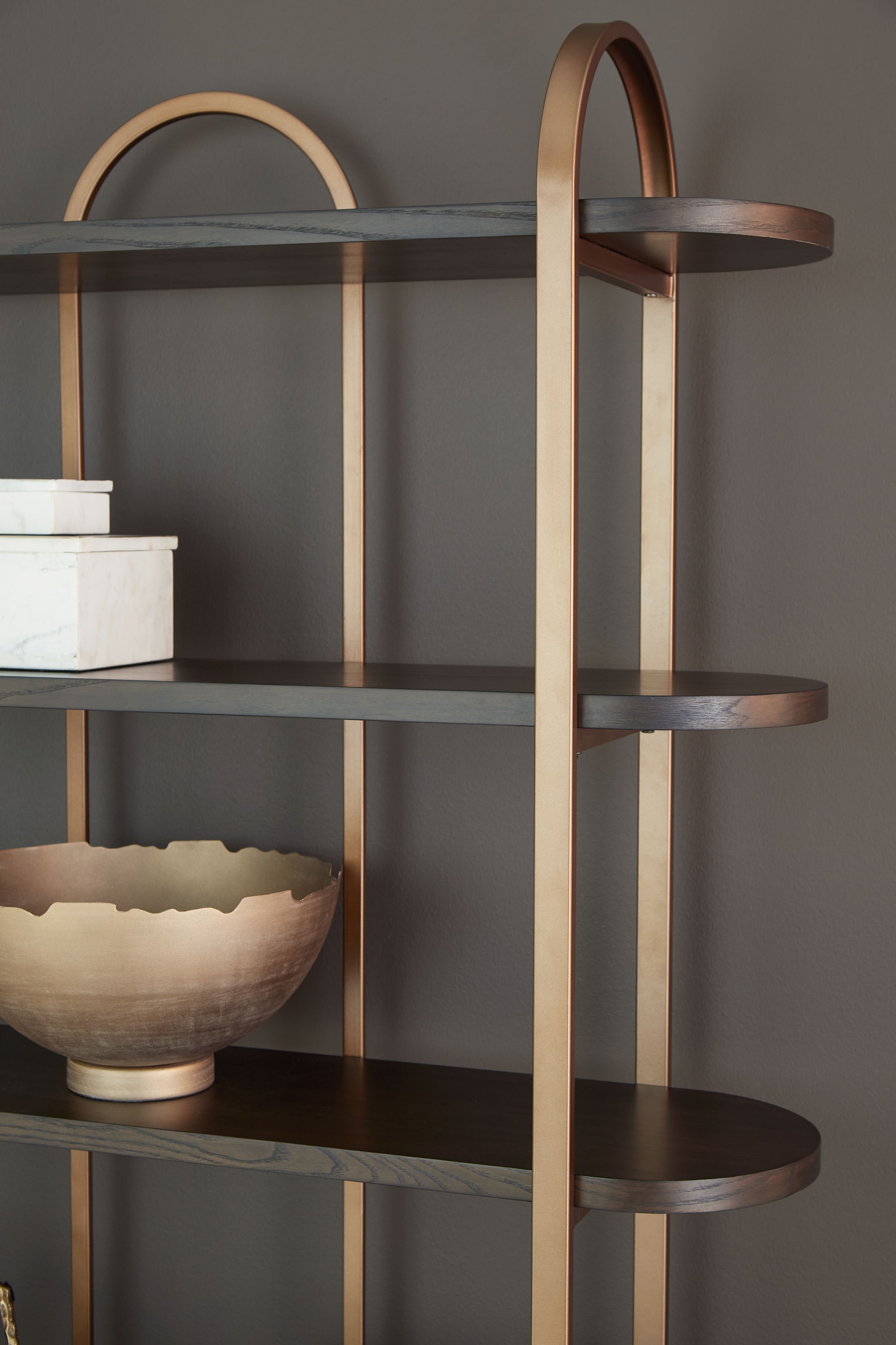 Ashley Furniture Brentmour - Bookcase - Brown / Gold Finish - Image 4