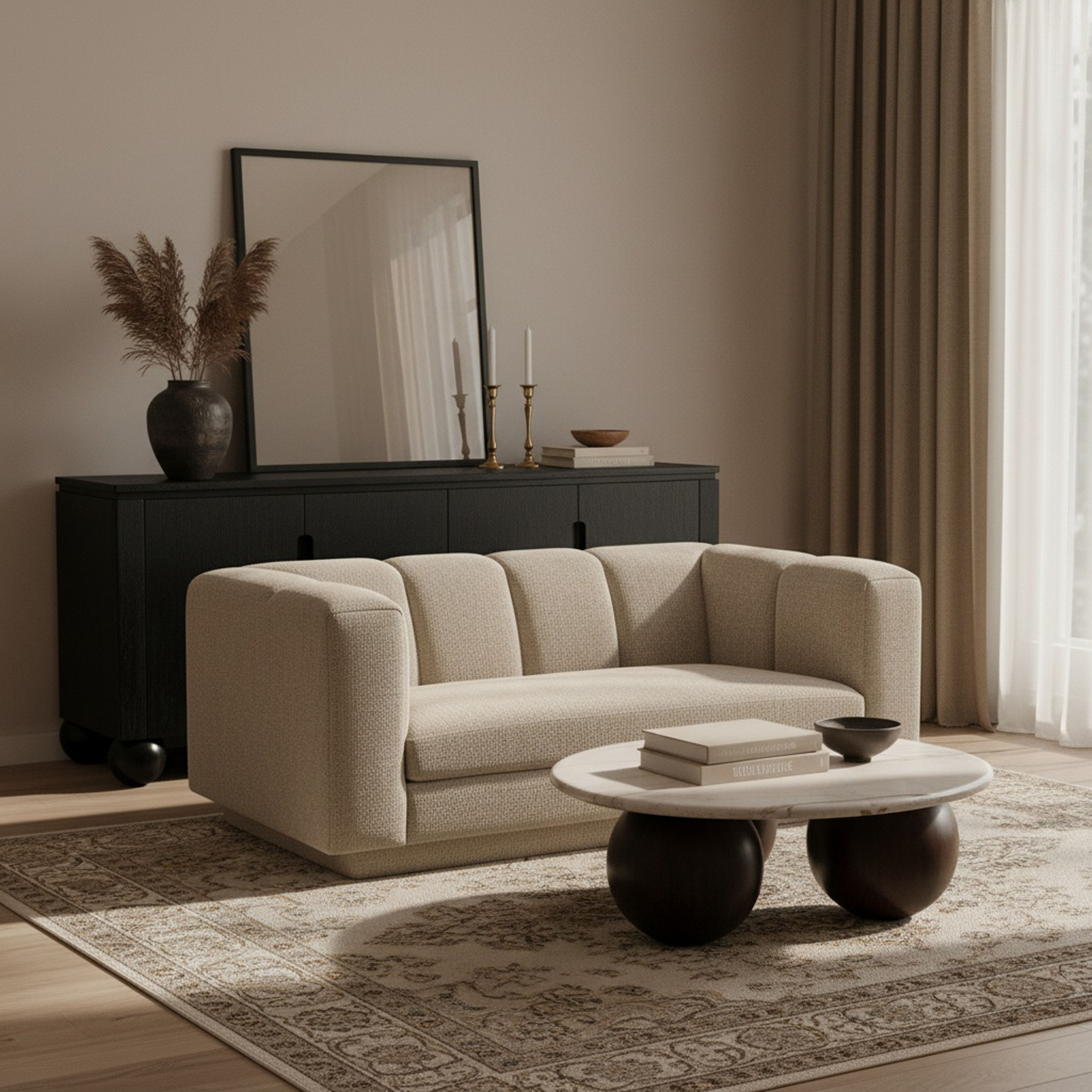 Modari - Fabric Upholstered Loveseat - Beige