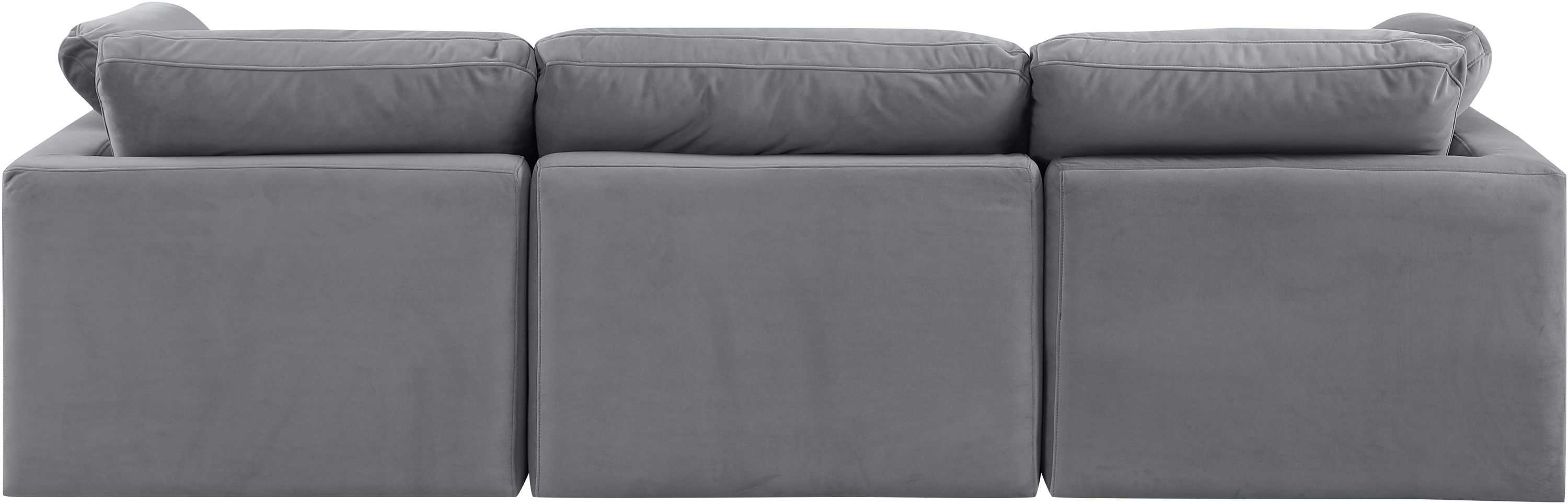 Indulge - Velvet 3 Piece Modular Sofa - Gray