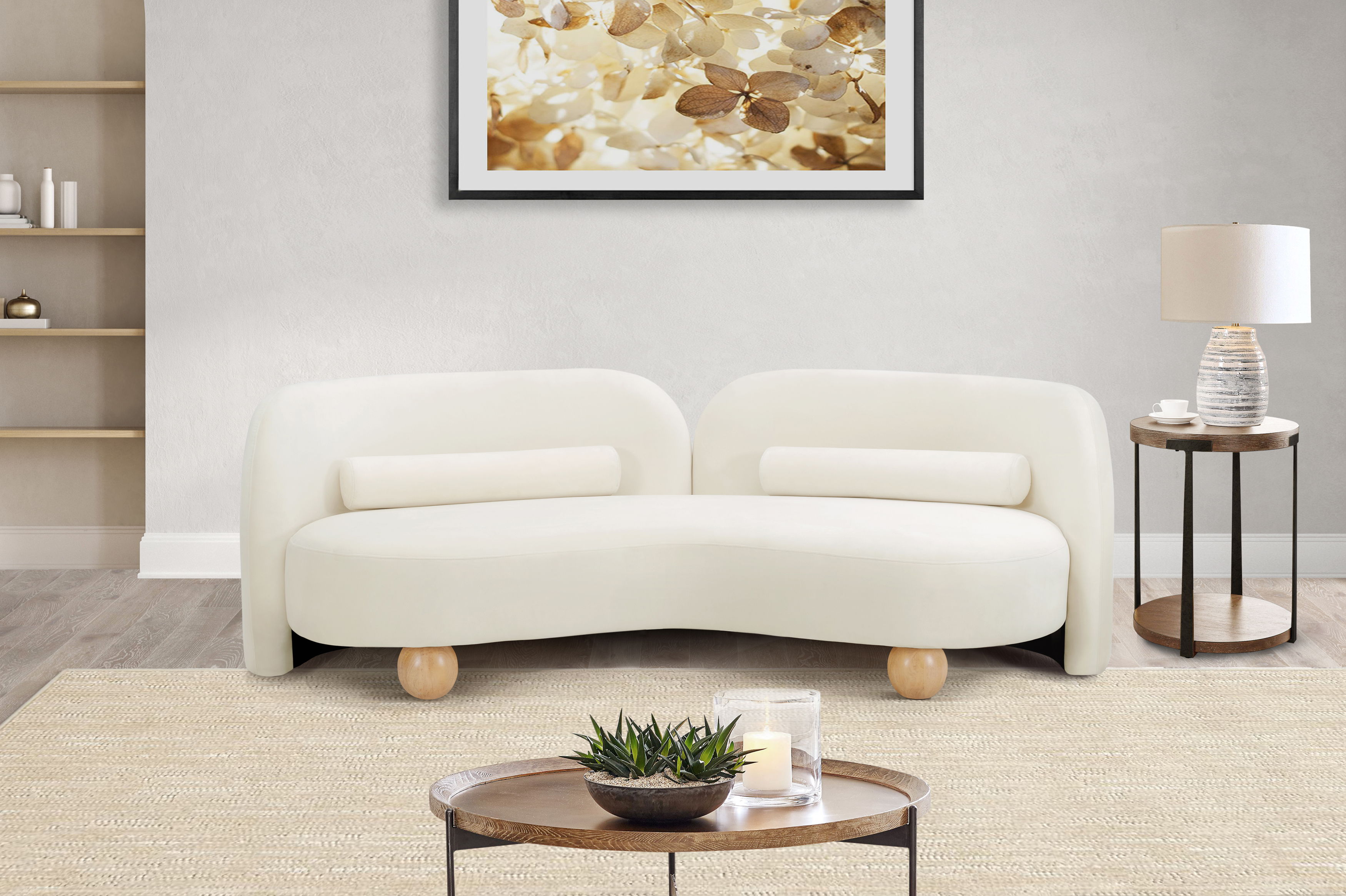 Daphne - Velvet Sofa - Cream