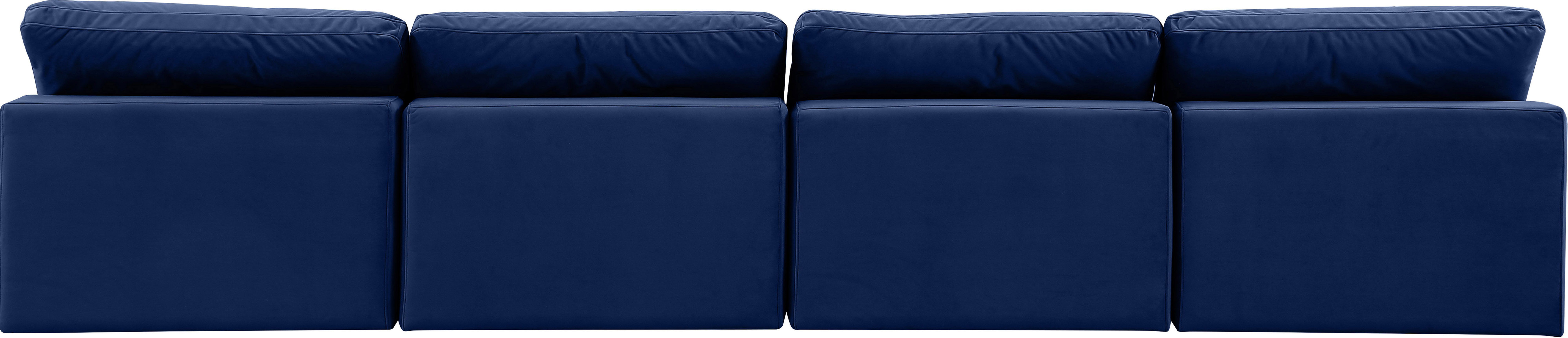 Comfy - Velvet Modular Armless Sofa 4 Pieces - Blue