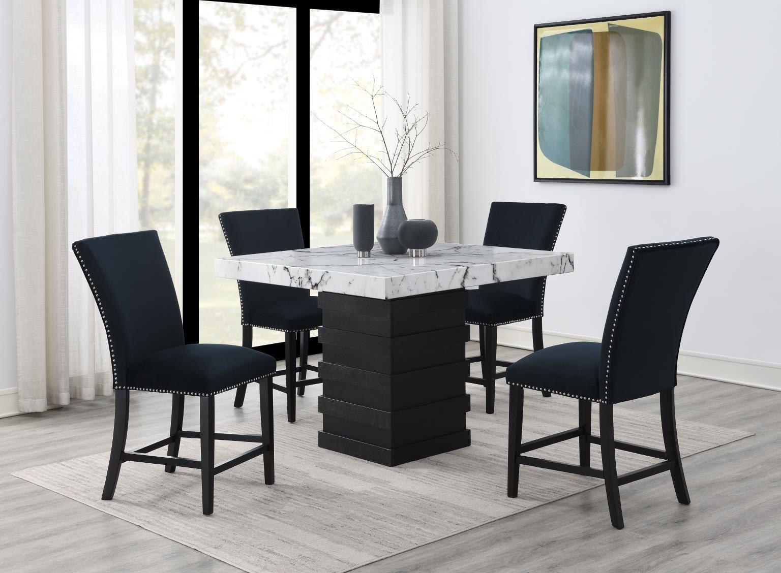 D138 - 5 Piece Dining Room Set (Counter Table, 4 Chairs) - Black