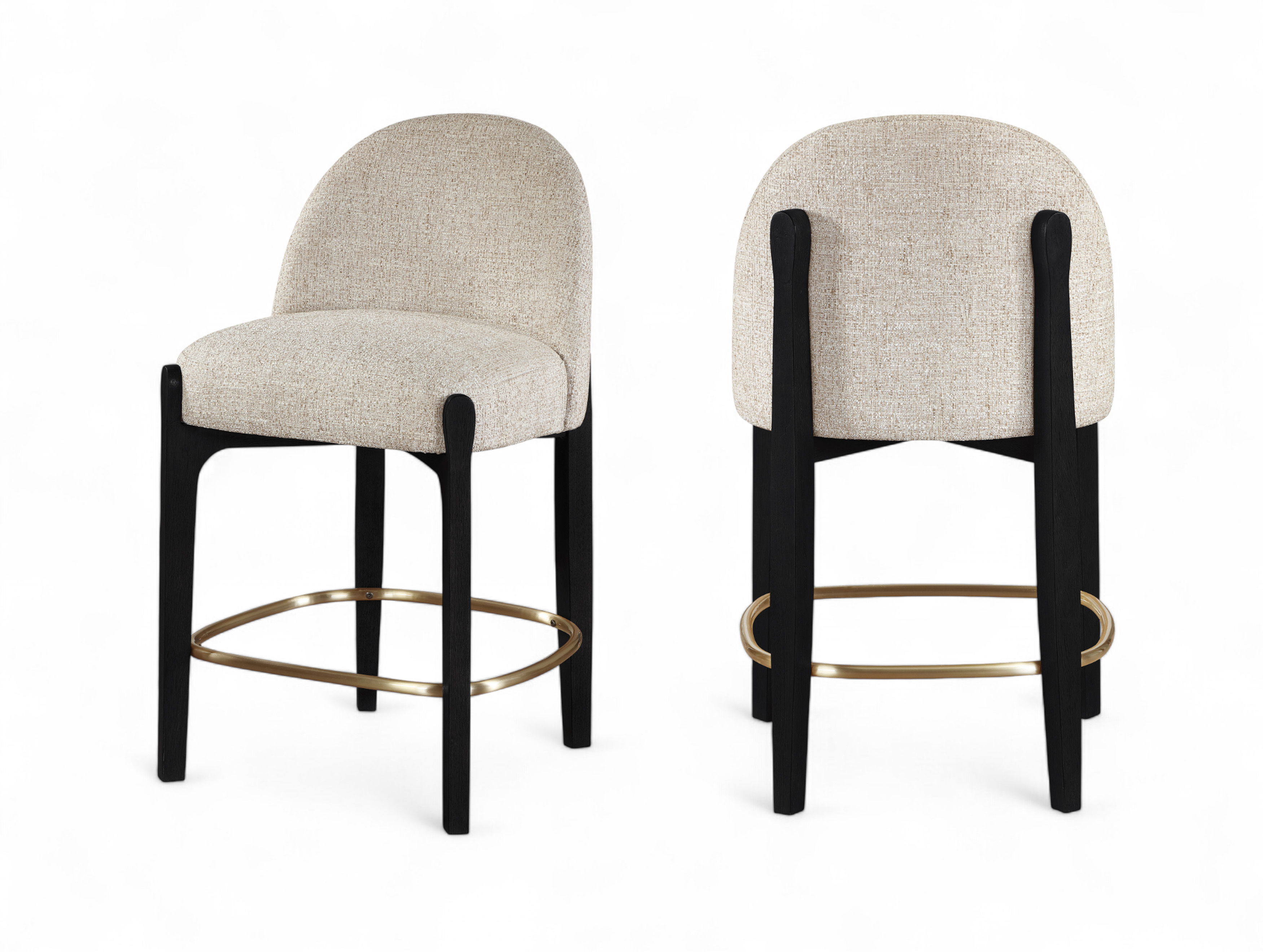 Torino - Fabric Upholstered Counter Stool (Set of 2) - Beige / Brushed Black