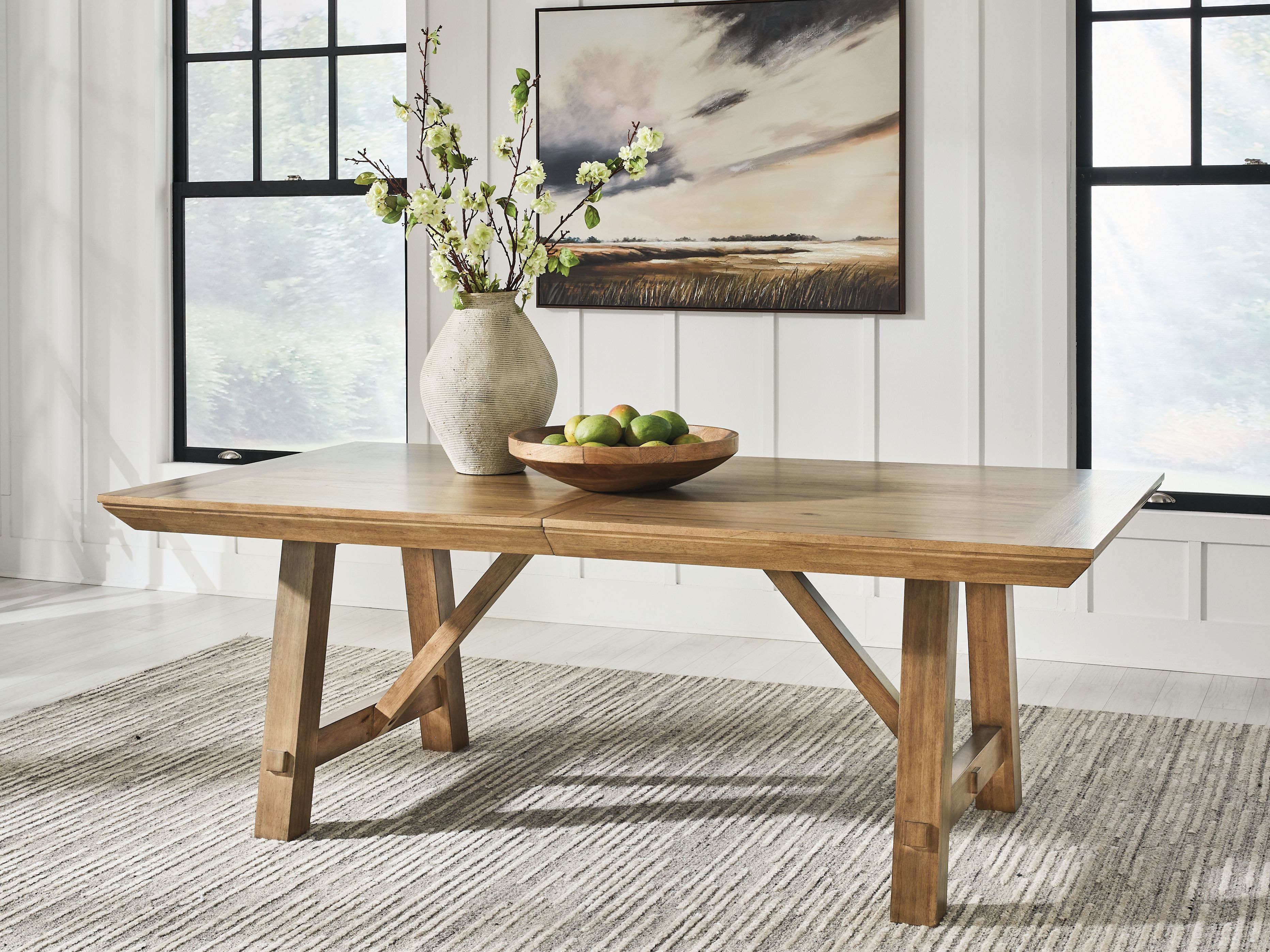 Ashley Furniture Ridgester - Rectangular Dining Room Extension Table - Light Brown - Image 5