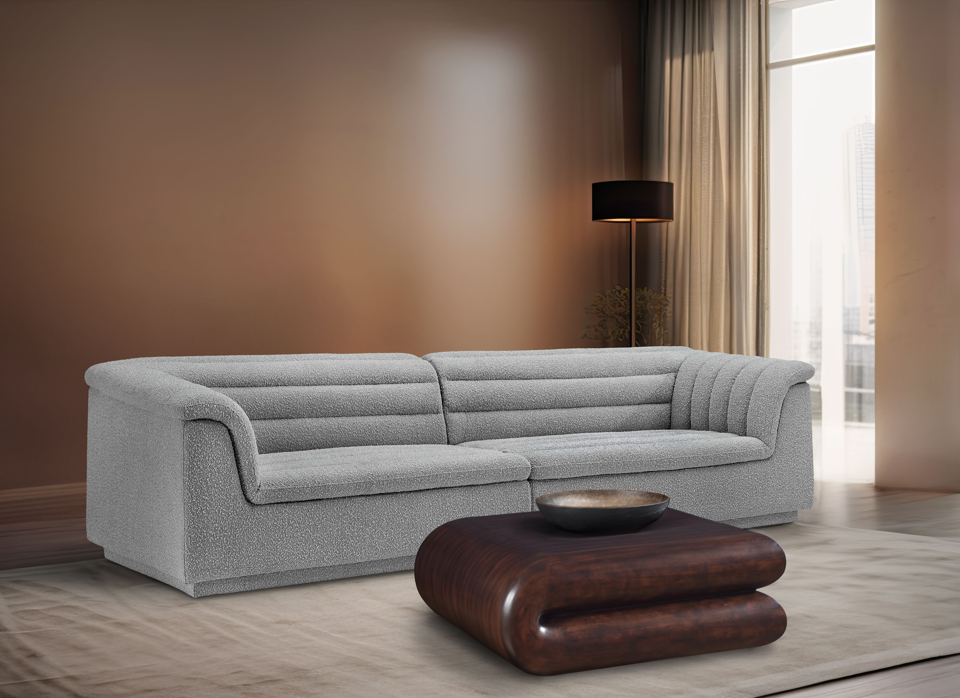 Cascade - Boucle Modular Sofa - Gray