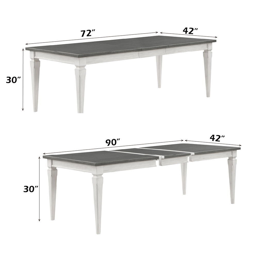 Katia - Dining Table With Leaf - Rustic Gray & Weathered White, white, view 5