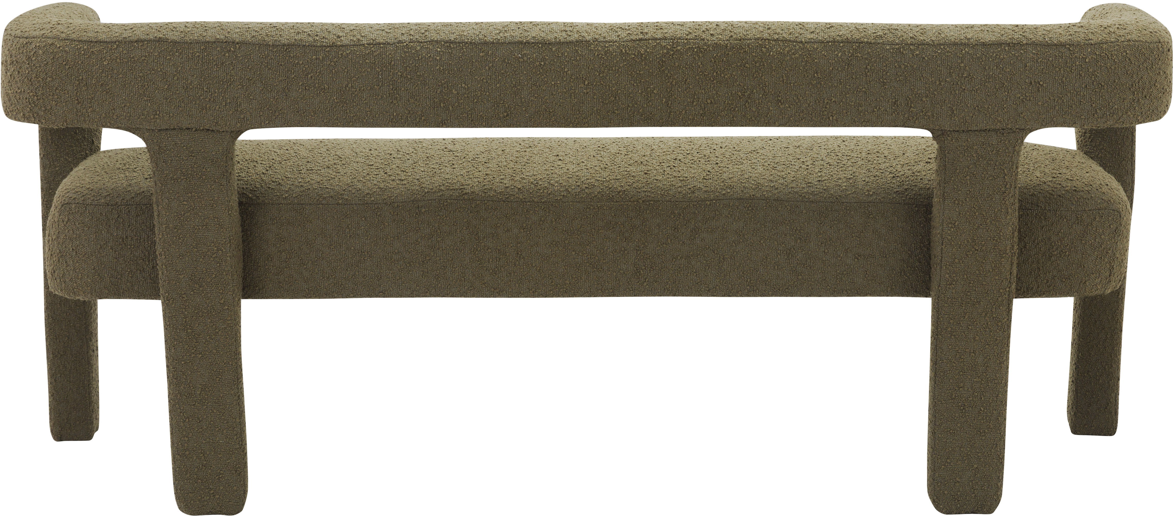 Athena - Boucle Fabric Bench - Olive Green