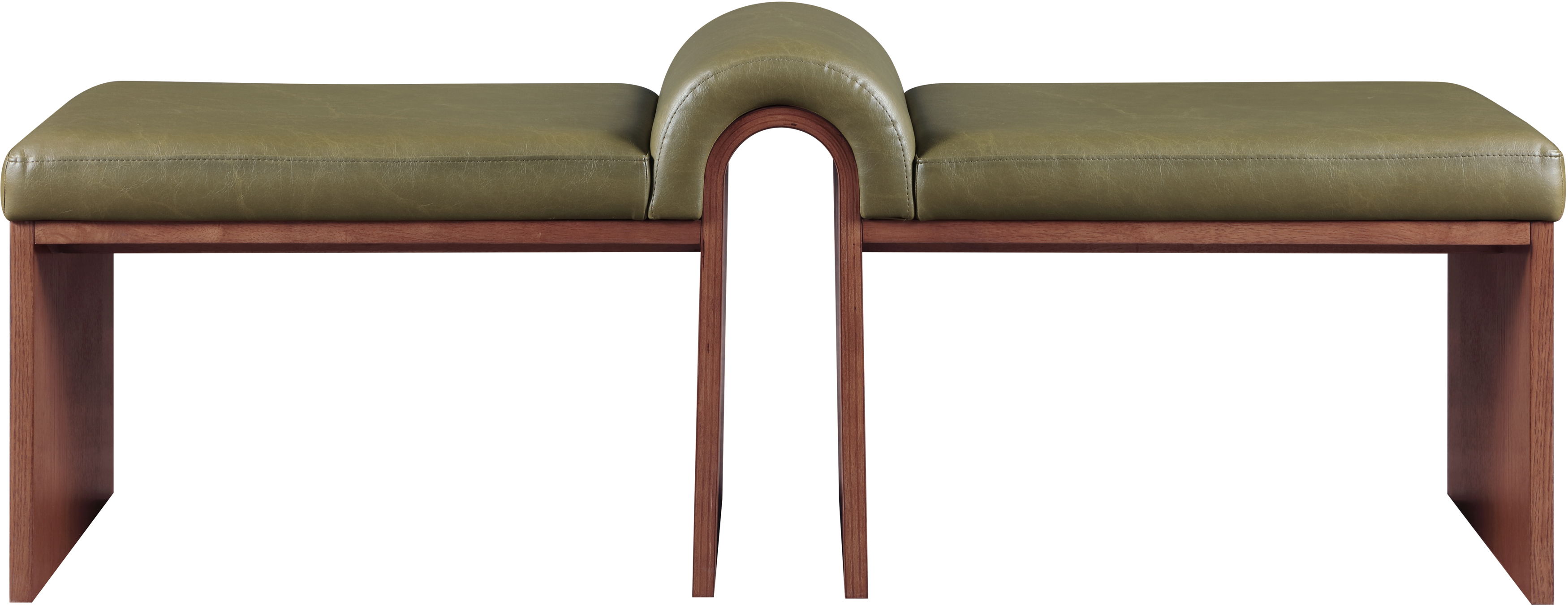 Delphine - Vegan Leather Upholstered Bench - Olive