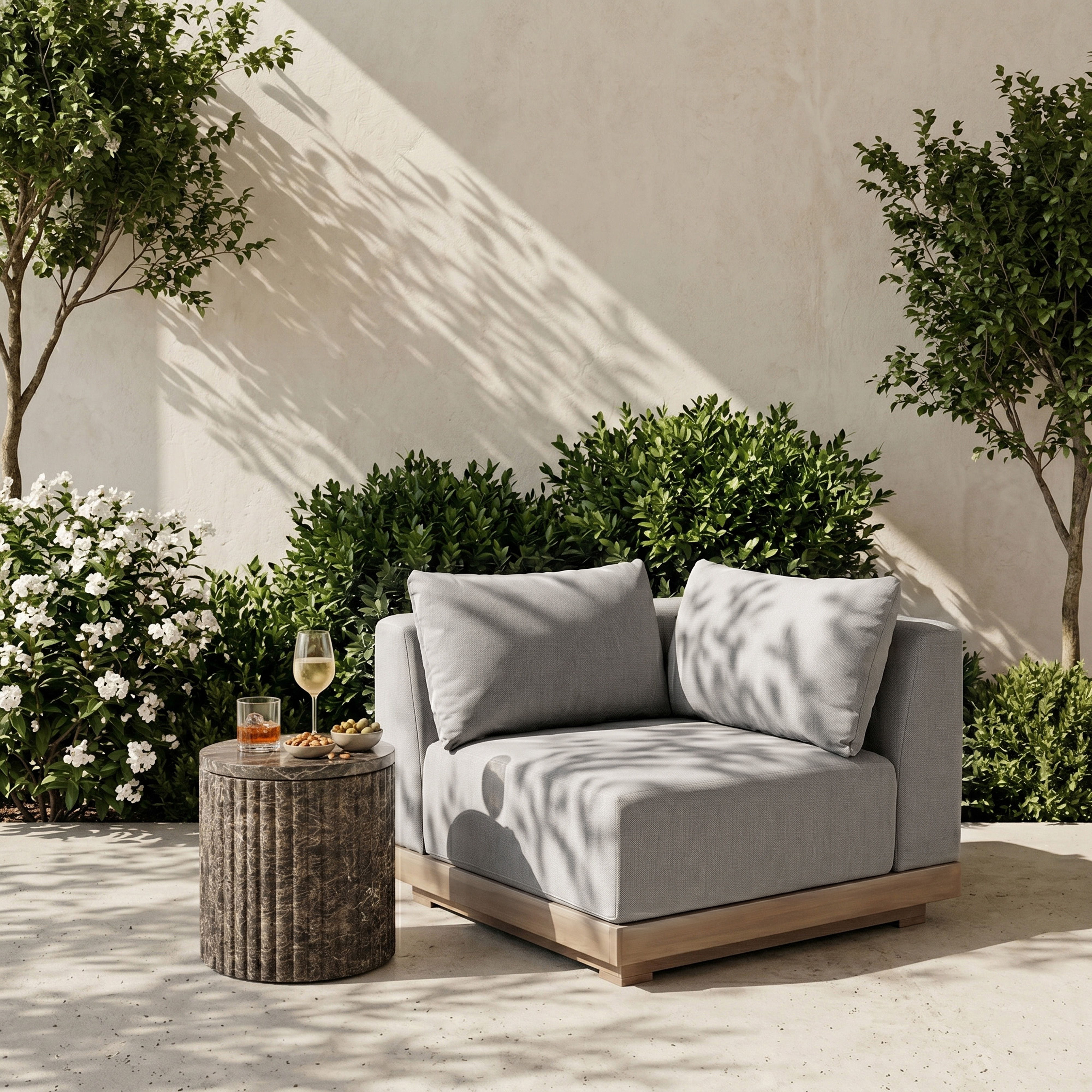 Solace - Olefin Performance Fabric Outdoor Patio Modular Corner Chair - Gray
