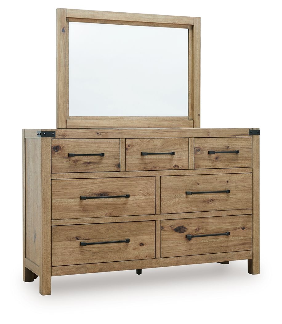 Ridgester - Dresser And Mirror - Light Brown