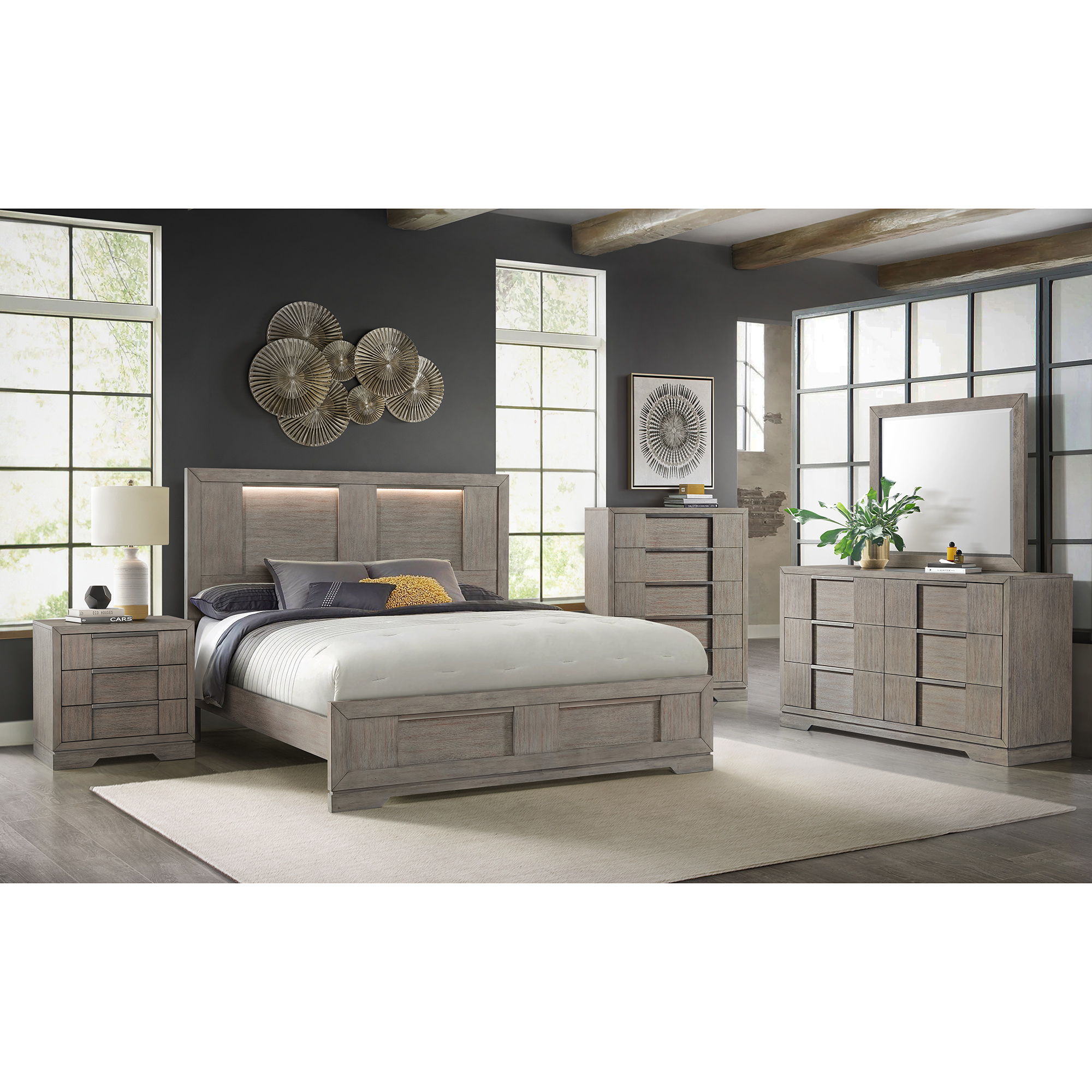 Kelis - Queen Panel Bed With LED - Gray