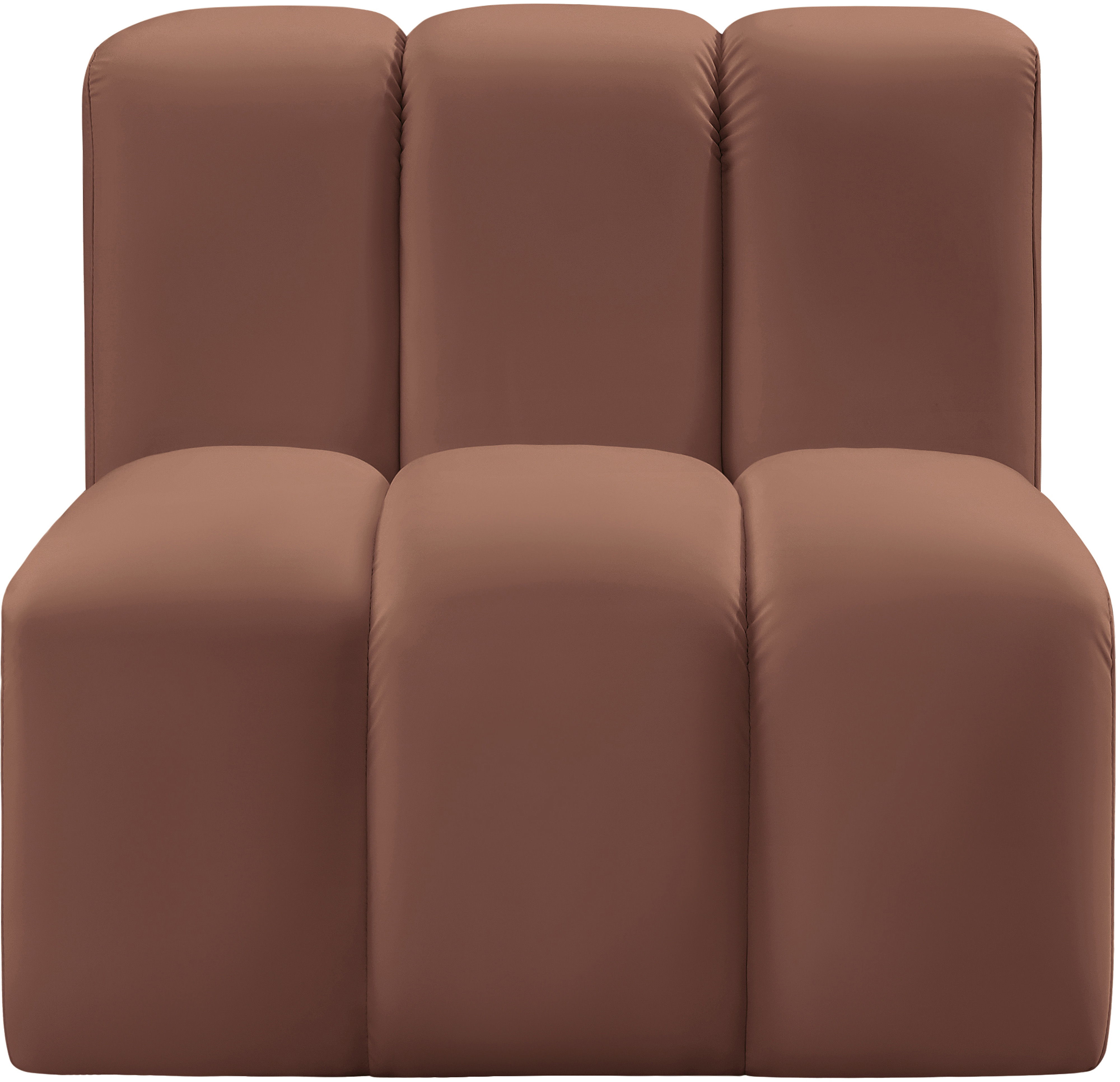 Arc - Faux Leather Straight Chair - Cognac