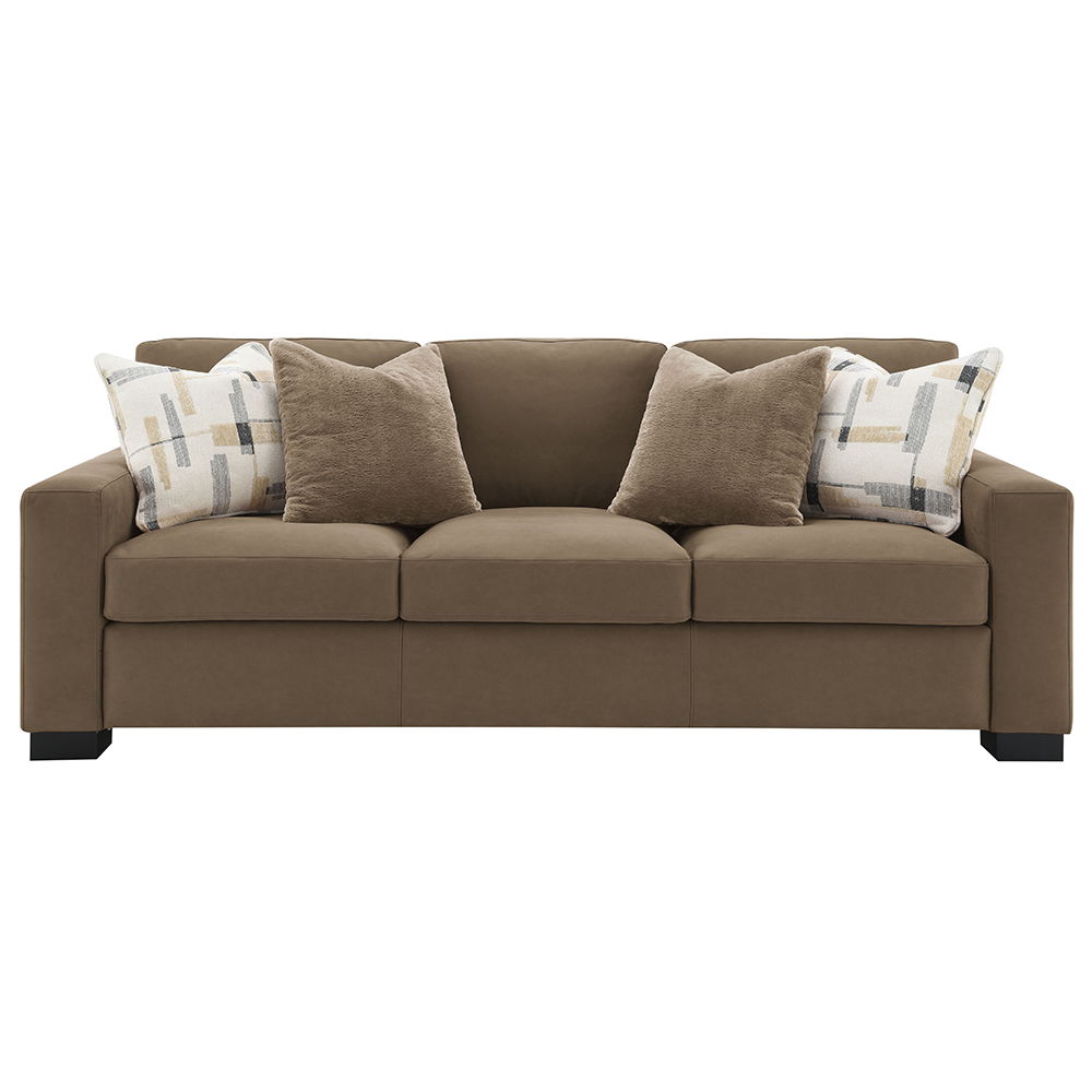 Darya - Sofa With 4 Pillows - Brown Suede Fabric, light brown, view 7