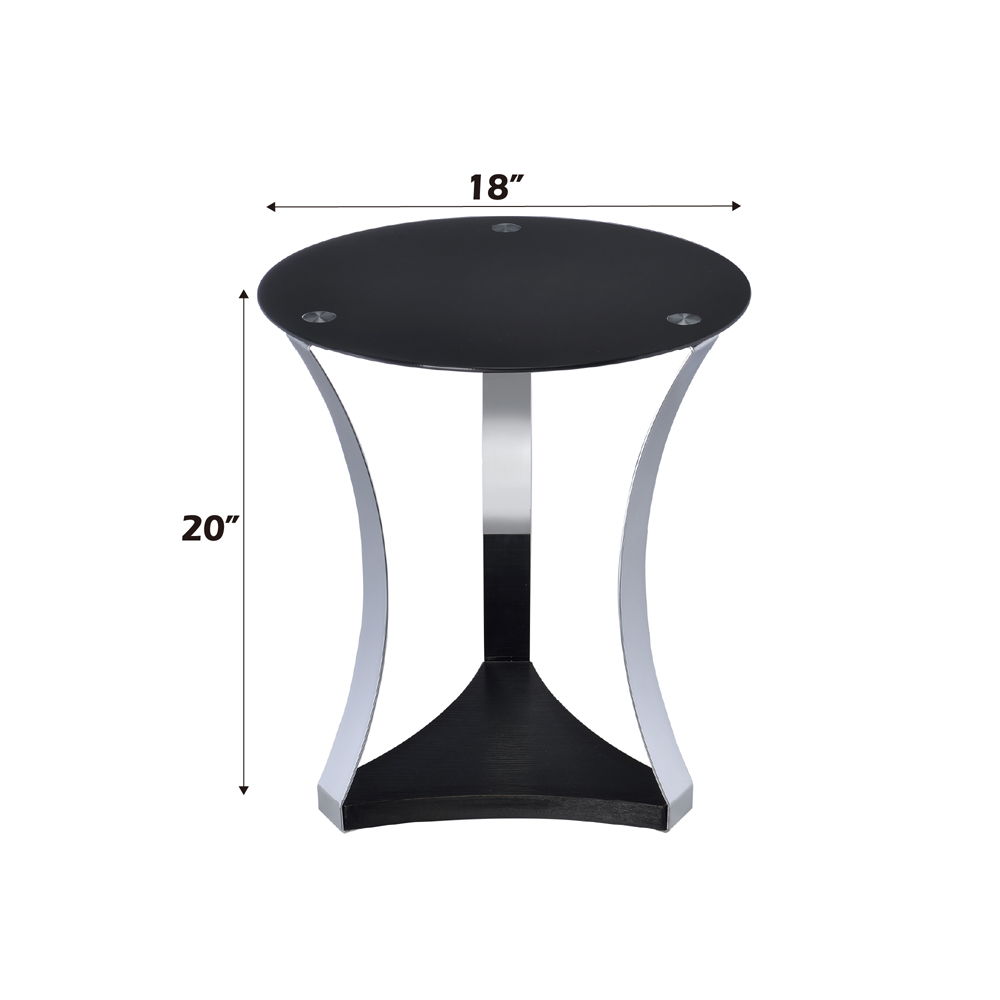 Geiger - End Table - Black Glass & Chrome, black, view 3