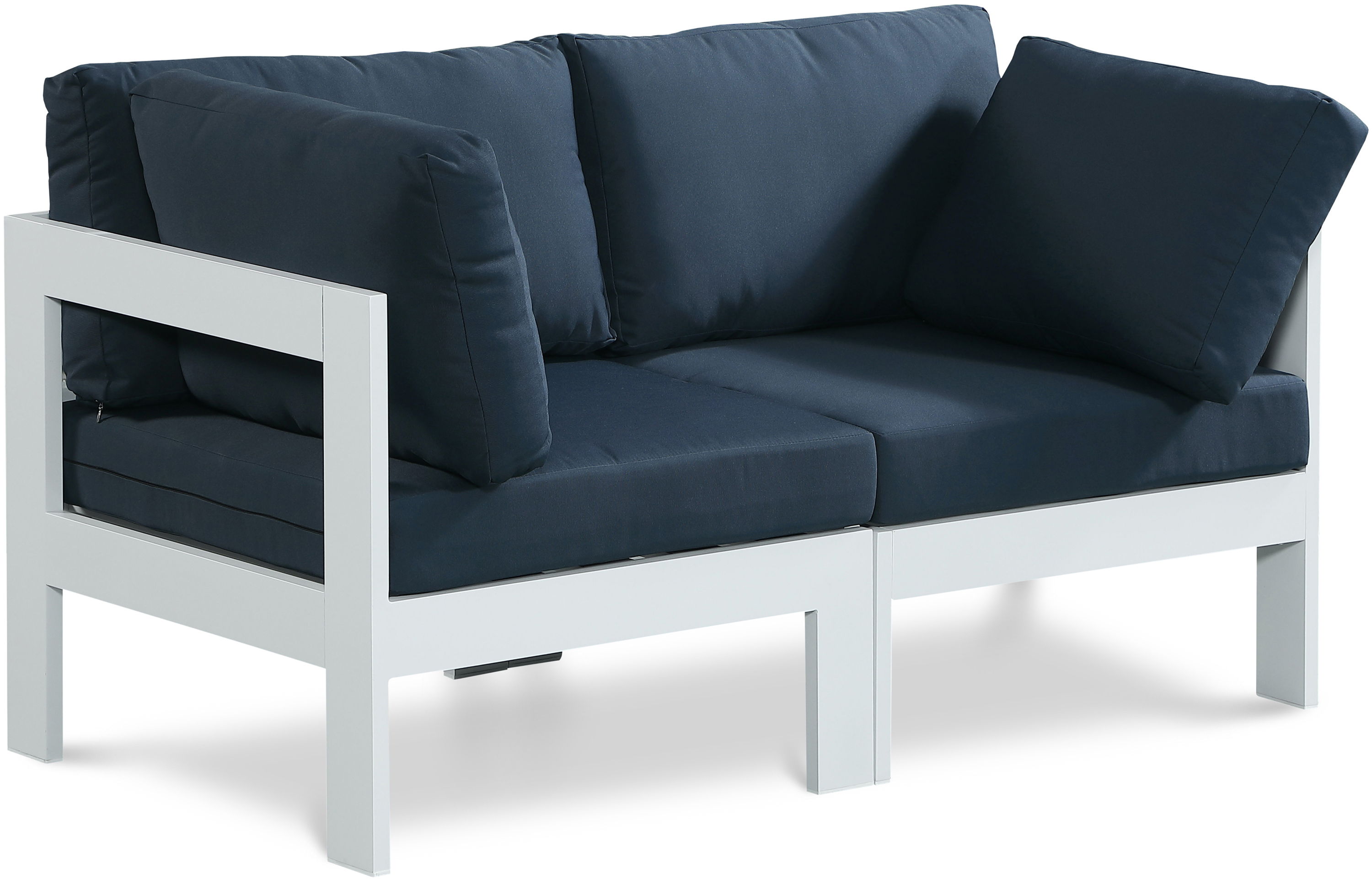 Nizuc - Outdoor Patio 2 Seat Modular Sofa With White Frame - Navy