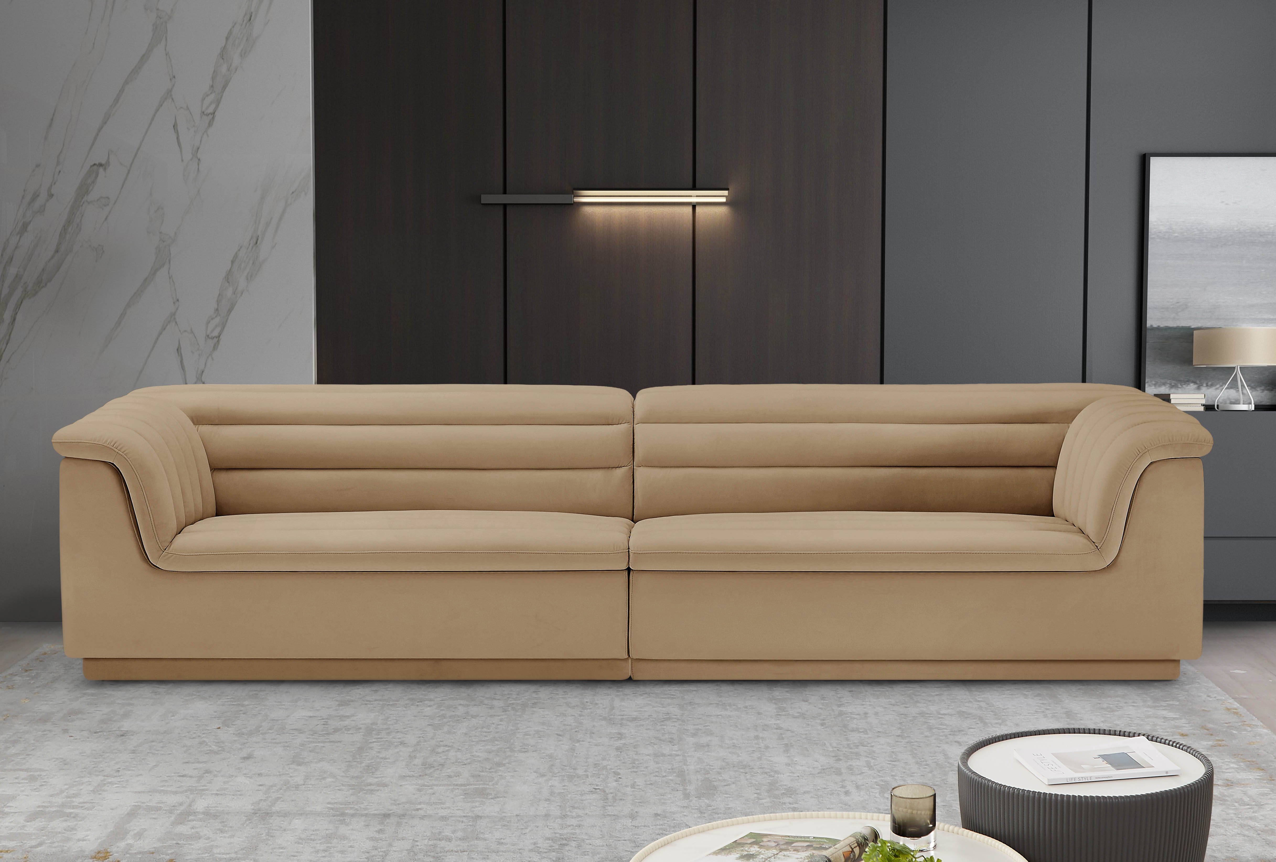 Cascade - Velvet Modular Sofa - Camel