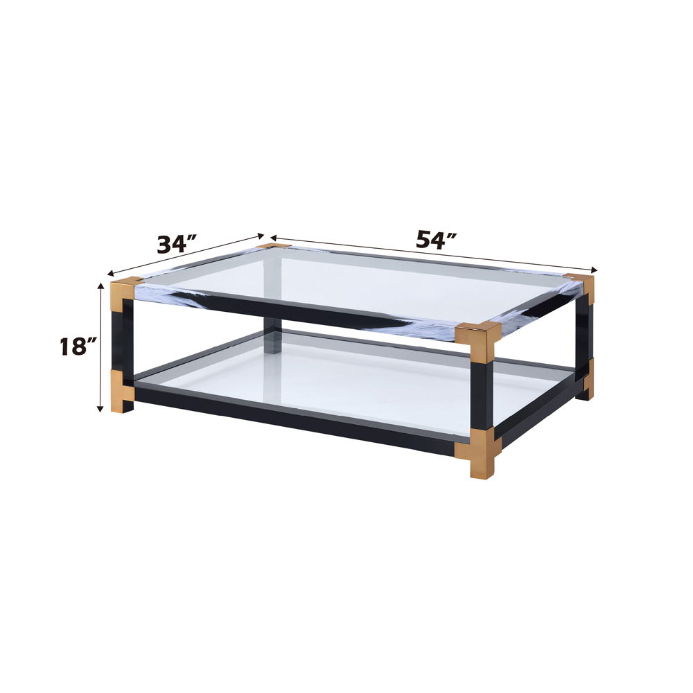 Lafty - Coffee Table - Clear Glass & White Brushed, white, view 3