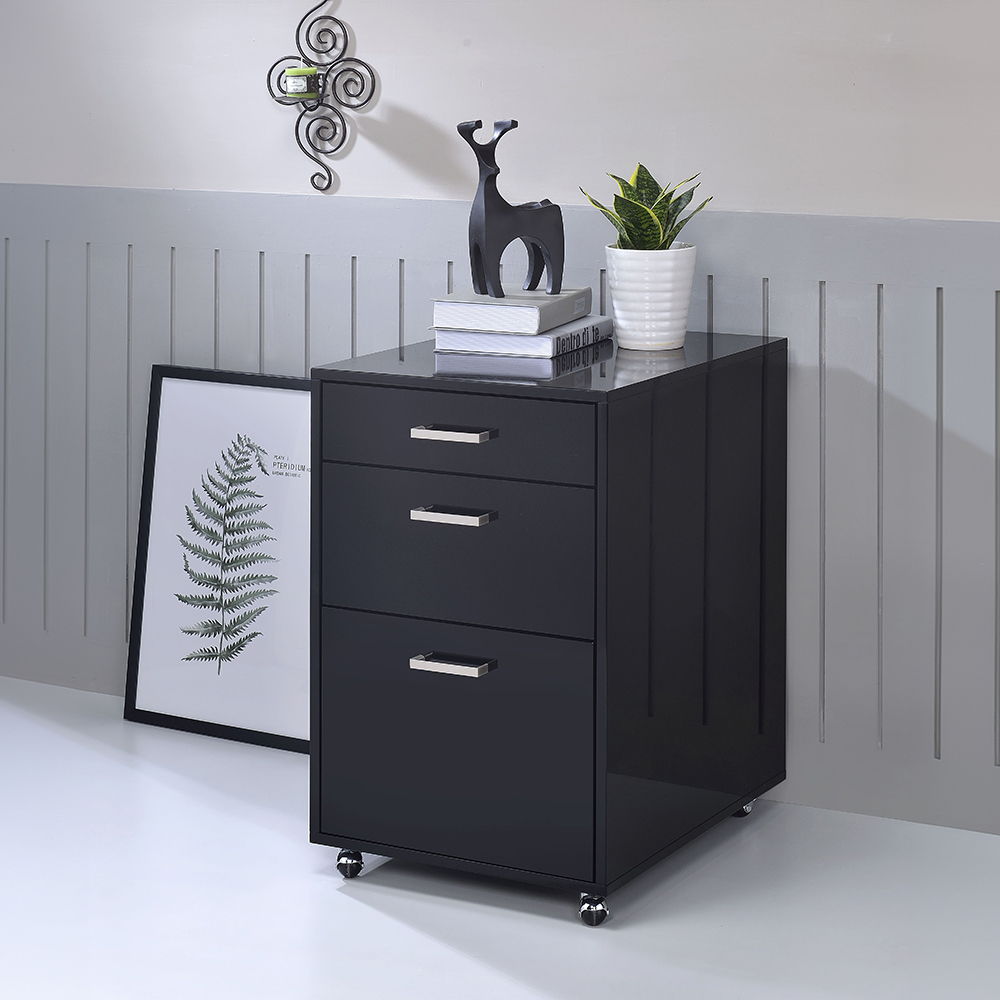 Coleen - Cabinet - Black High Gloss & Chrome, black