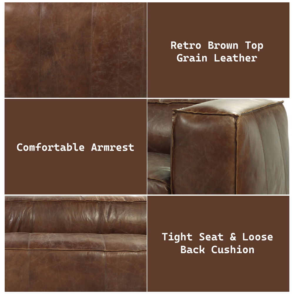 Brancaster - Sofa - Retro Brown Top Grain Leather, dark brown, view 5