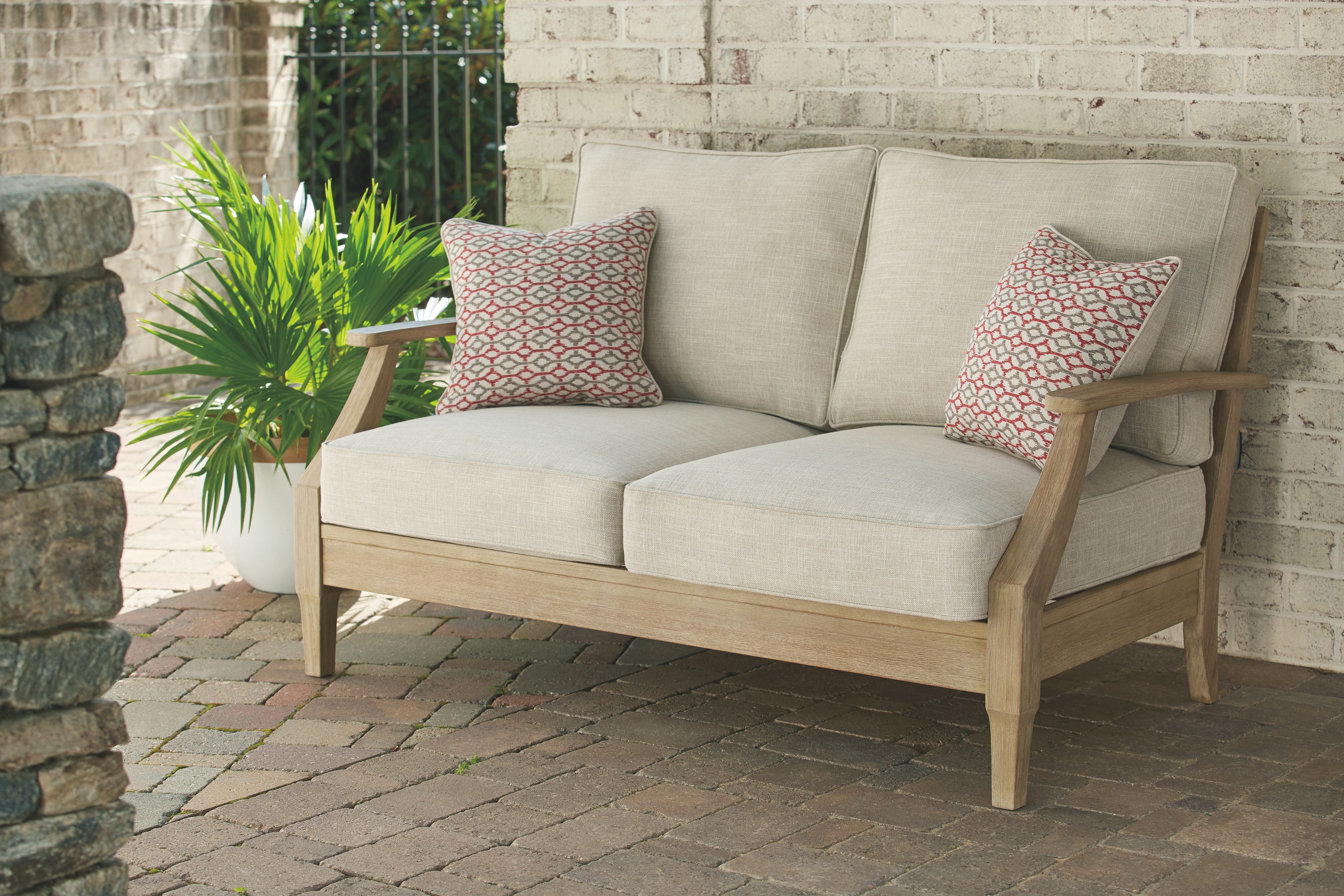 Ashley Furniture Clare View - Loveseat w/Cushion - Beige - Image 3