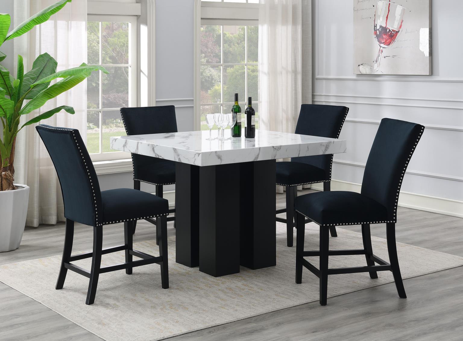 D130 - 5 Piece Dining Room Set (Counter Table, 4 Chairs) - Black