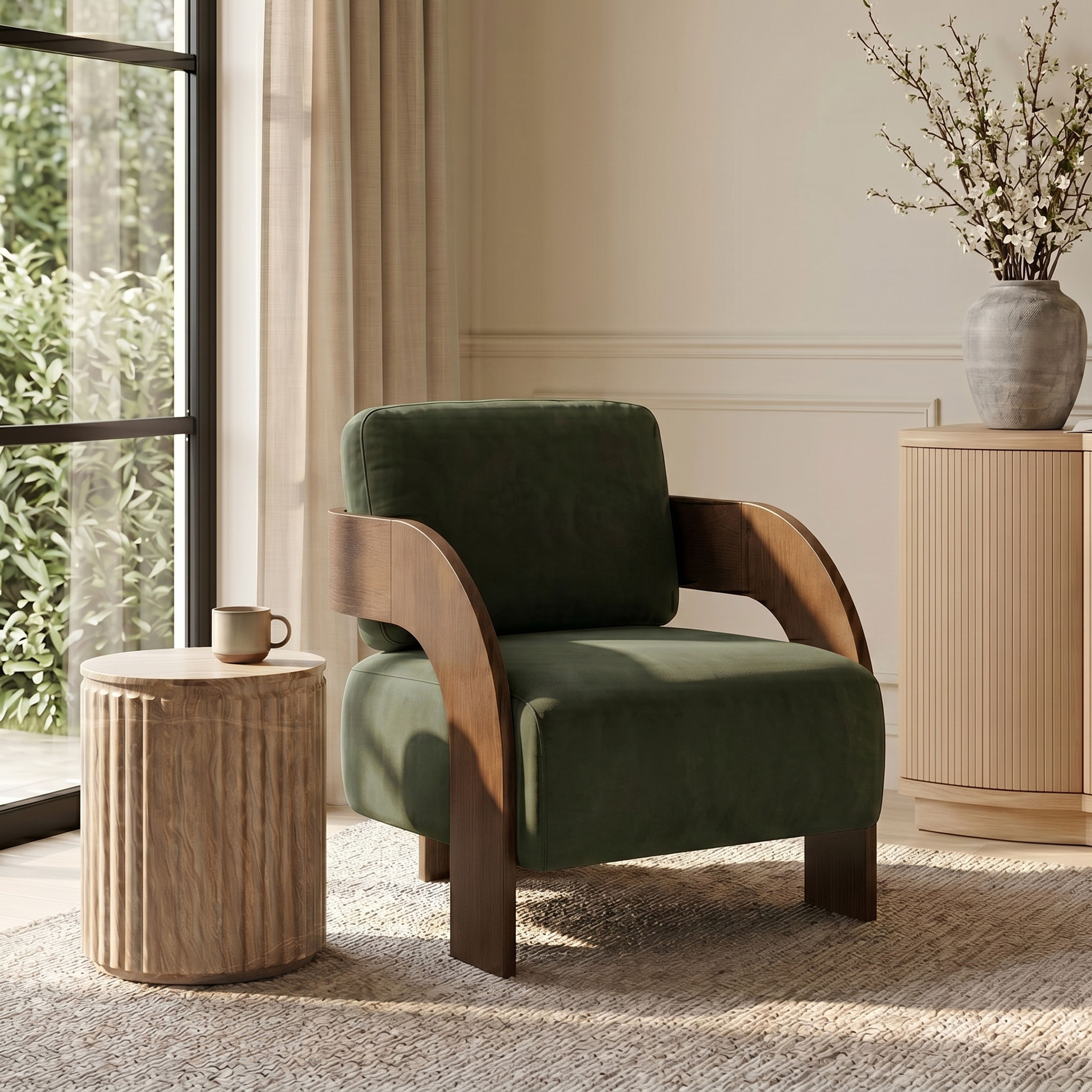 Cedra - Velvet Performance Fabric Upholstered Accent Chair - Green