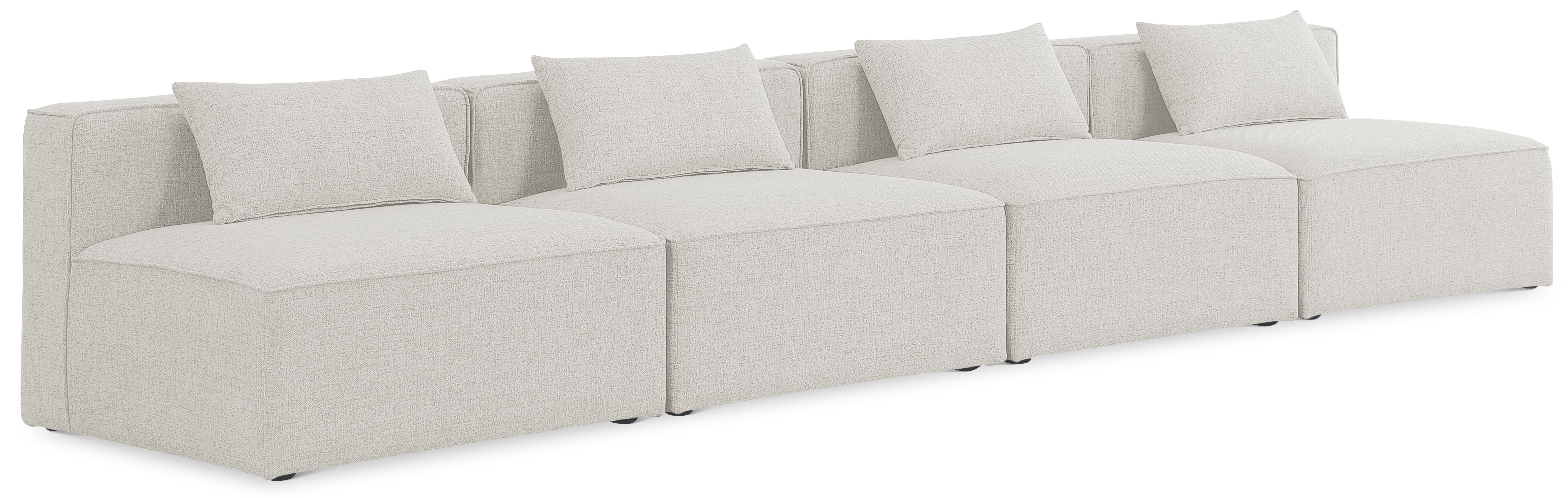Cube - Linen Modular 4 Seat Armless Sofa - Cream
