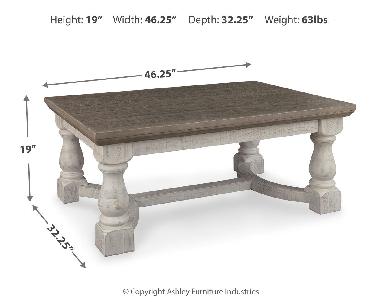Ashley Furniture Havalance - Rectangular Cocktail Table - Gray / White - Image 4