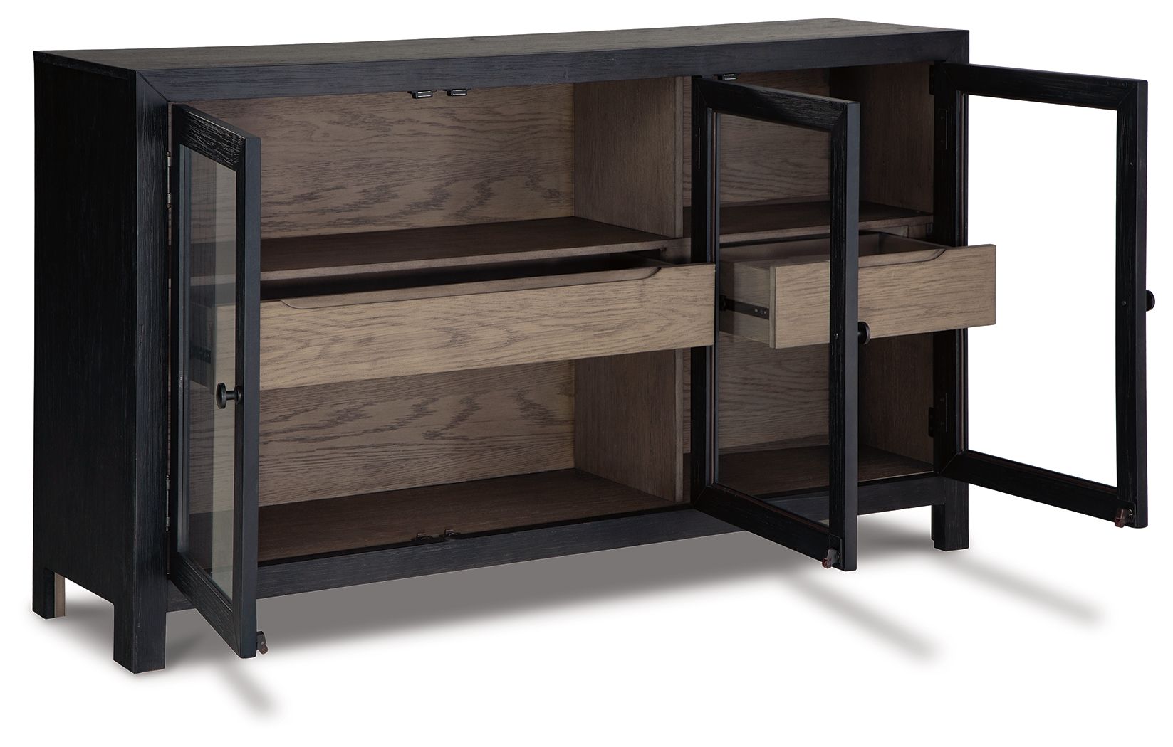Lenston - Accent Cabinet with 3 Doors - Black / Gray