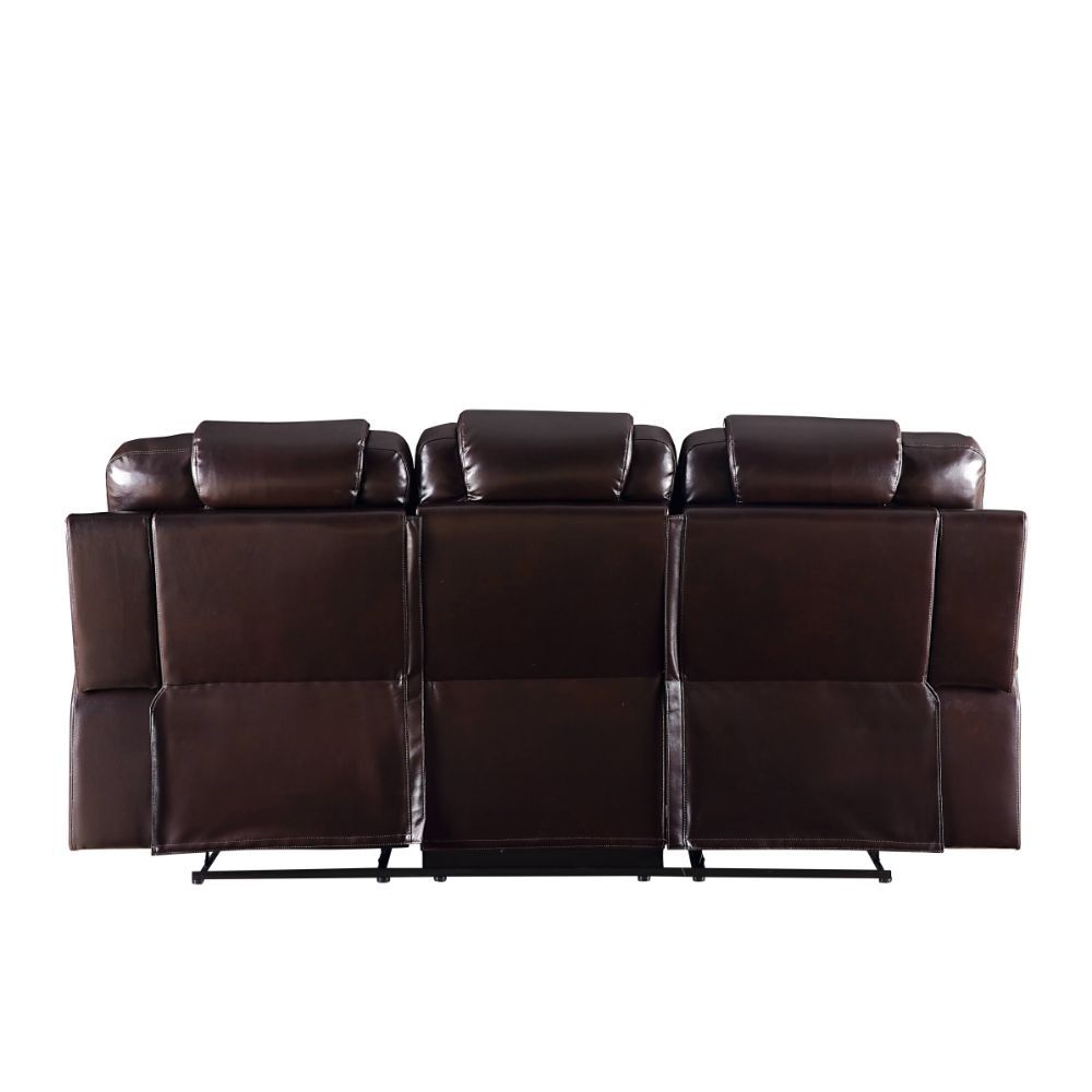 Braylon - Motion Sofa - Brown Synthetic Leather, dark brown, view 3