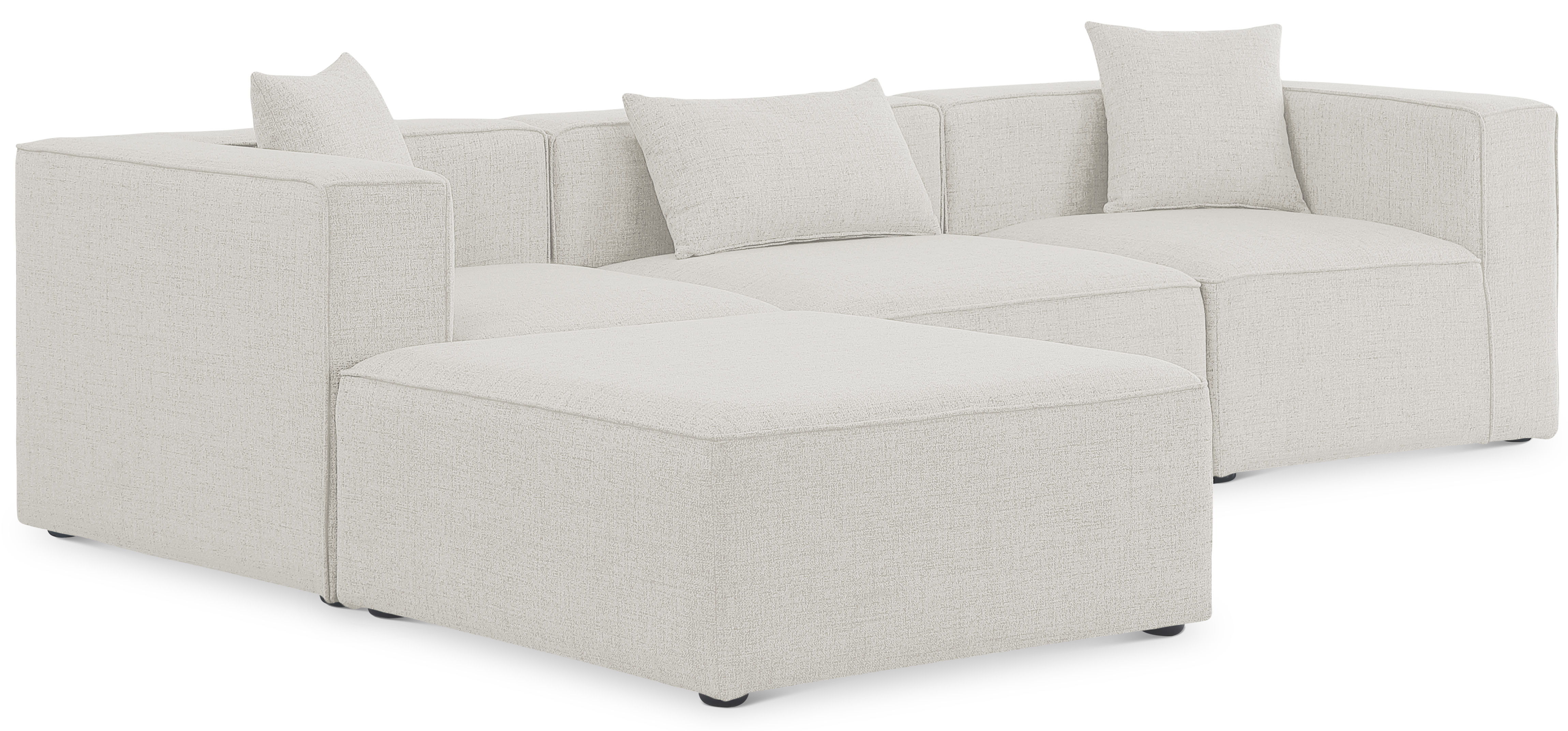 Cube - Linen 4 Piece Modular Sectional With Chaise - Cream