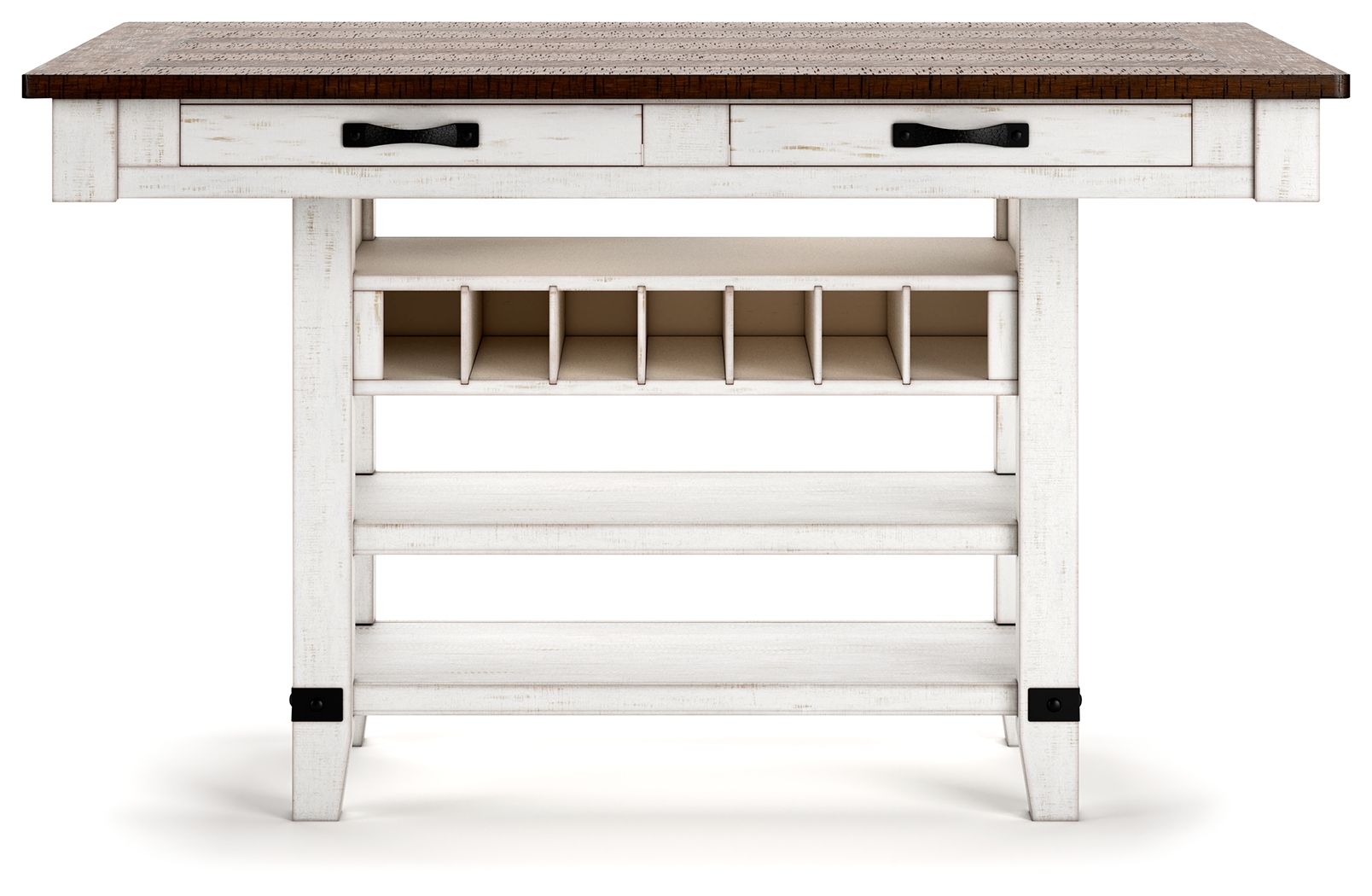 Ashley Furniture Valebeck - Rect Dining Room Counter Table With Wine Rack - White / Brown - Image 6
