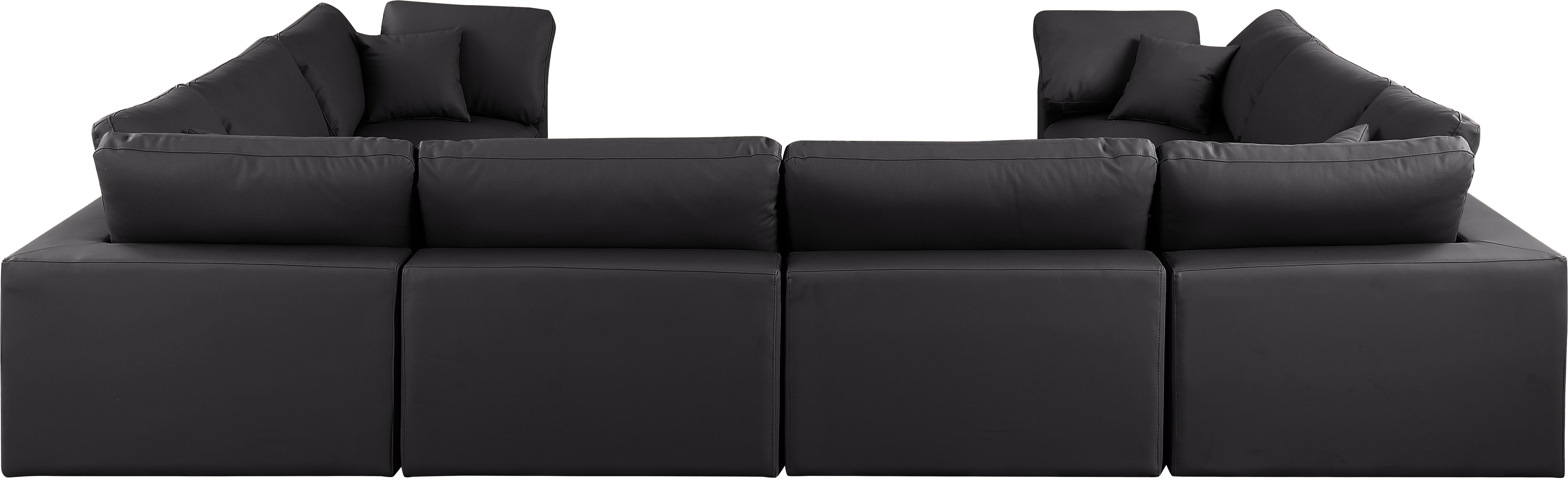 Comfy - 8 Piece Faux Leather Modular Sectional - Charcoal