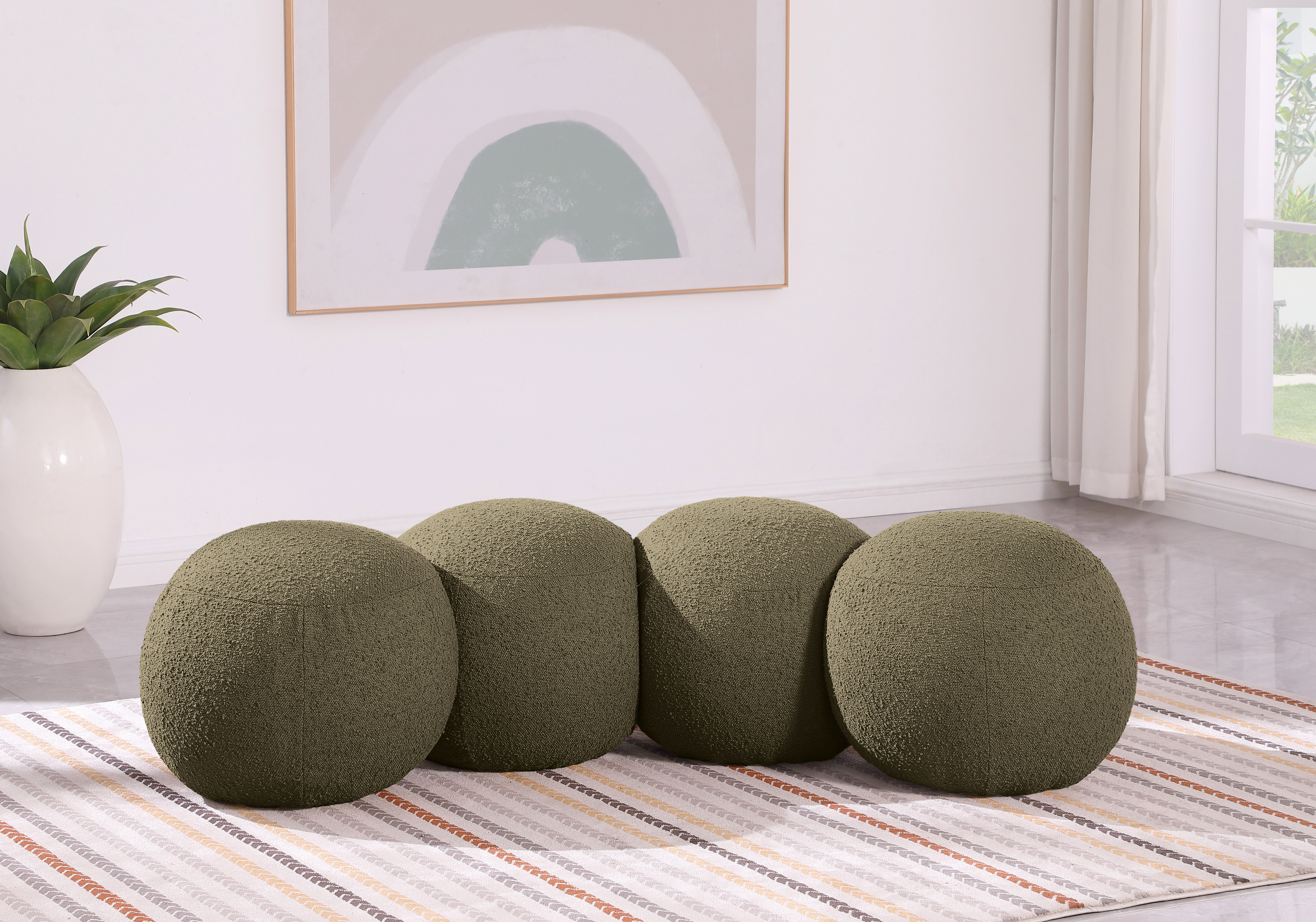 Apollo - 65" Boucle Fabric Bench - Olive