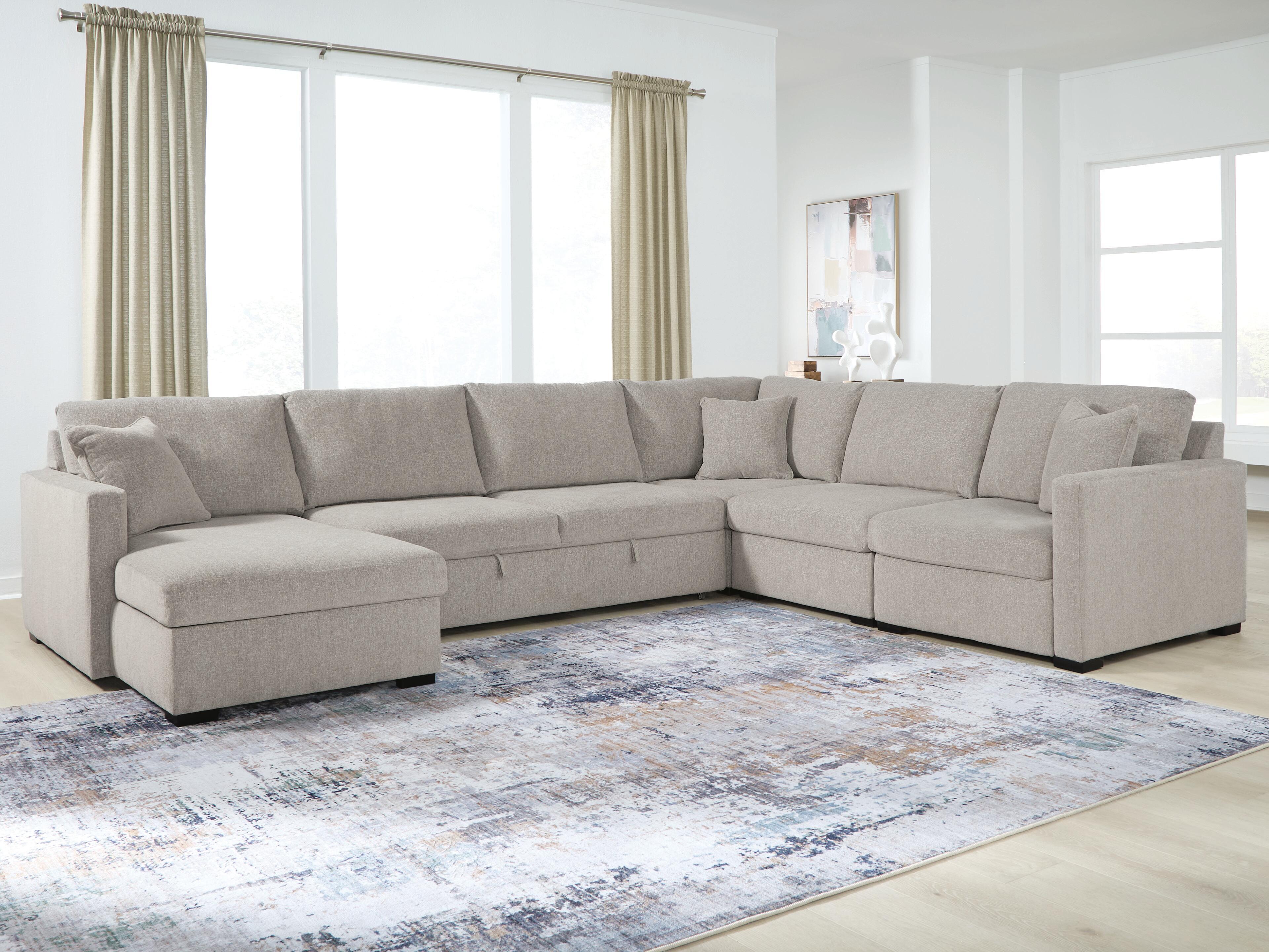 Ashley Furniture ModMax Luxe - 5-Piece Sectional With LAF Corner Chaise And Pop Up Sleeper - Flint - Image 2