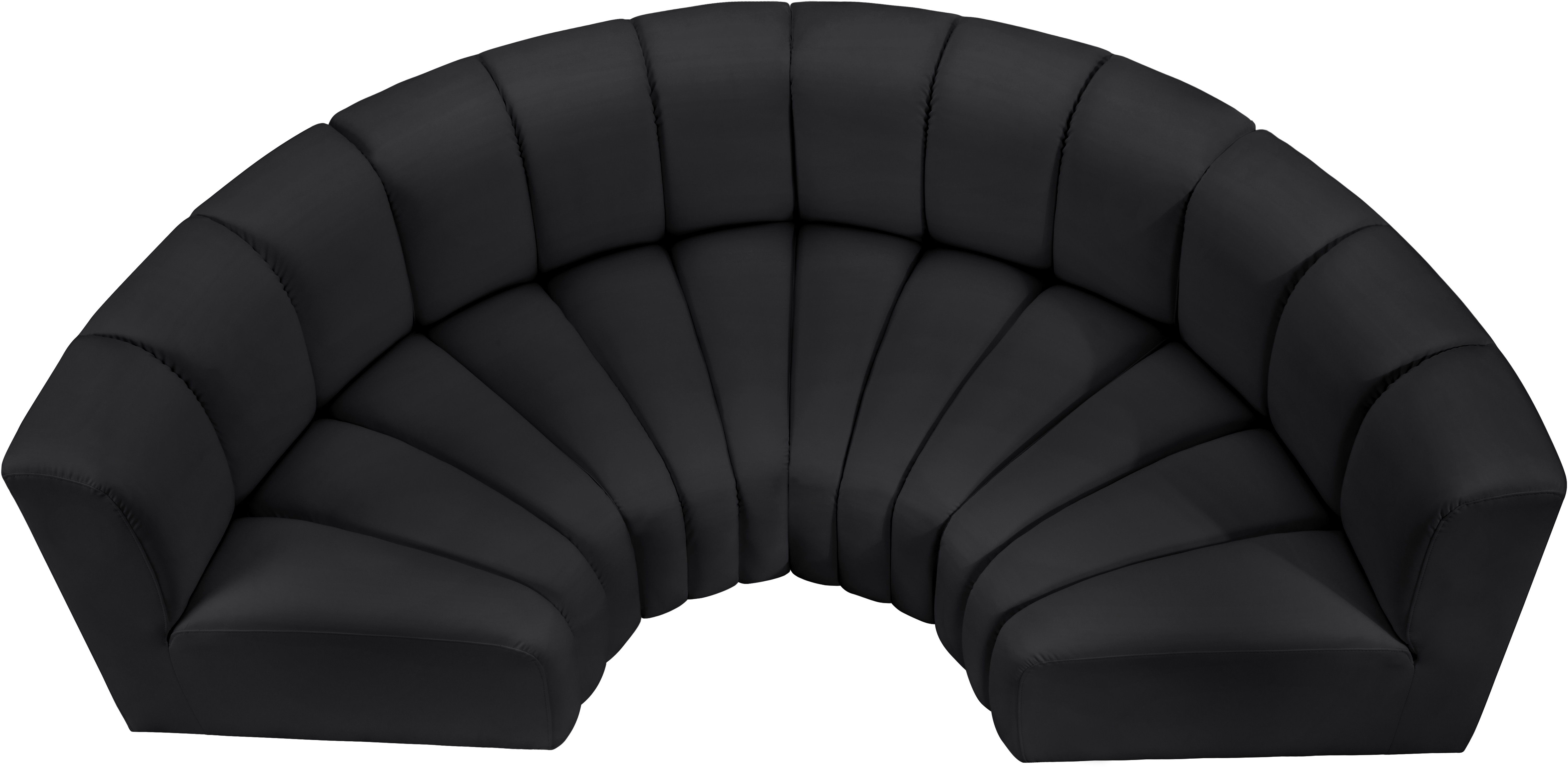 Arc - Faux Leather 4 Piece U-Shaped Modular Sofa - Black